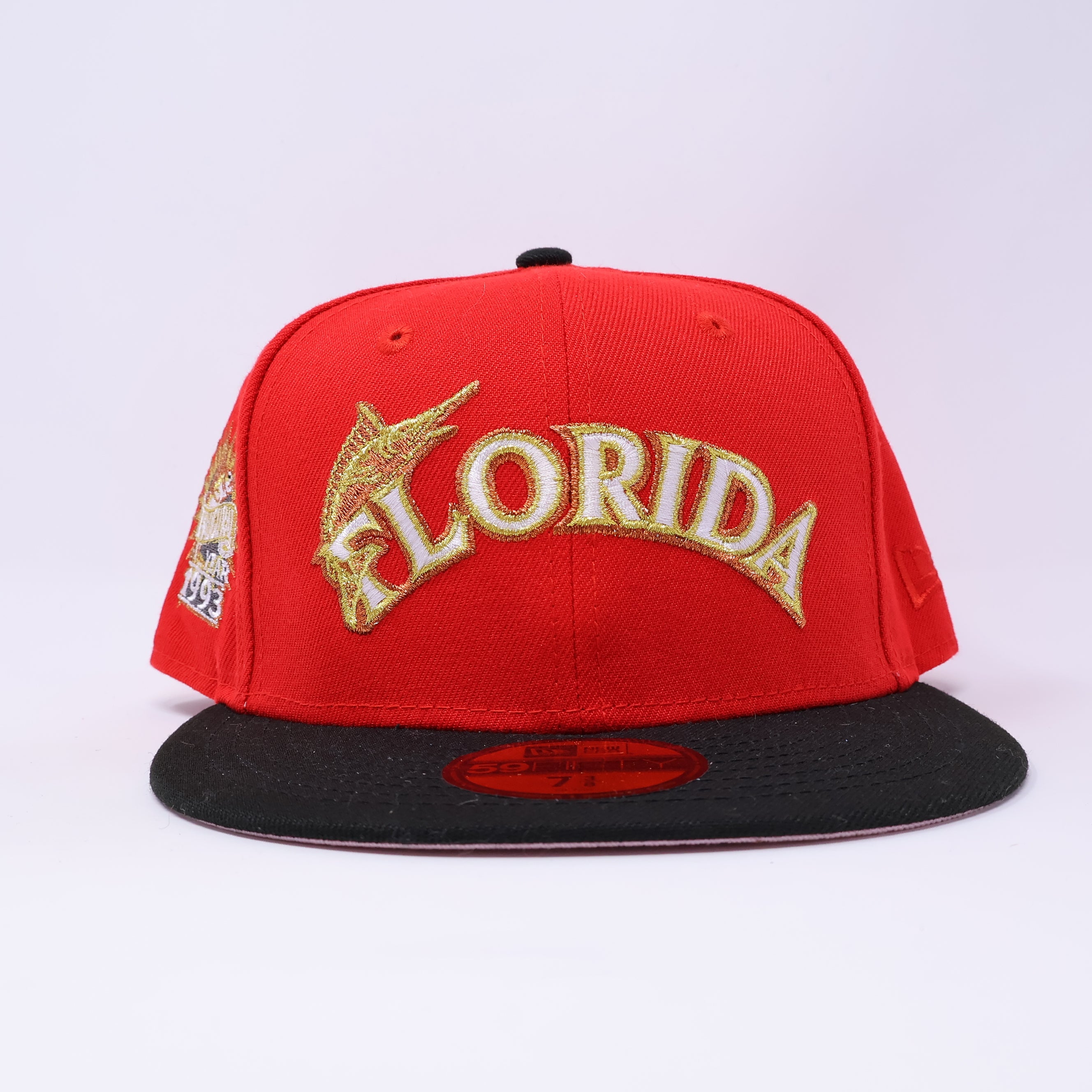 NWT 3/8 Red Florida Marlins 1993 Inaugural 59fifty New Era Fitted Hat Cap
