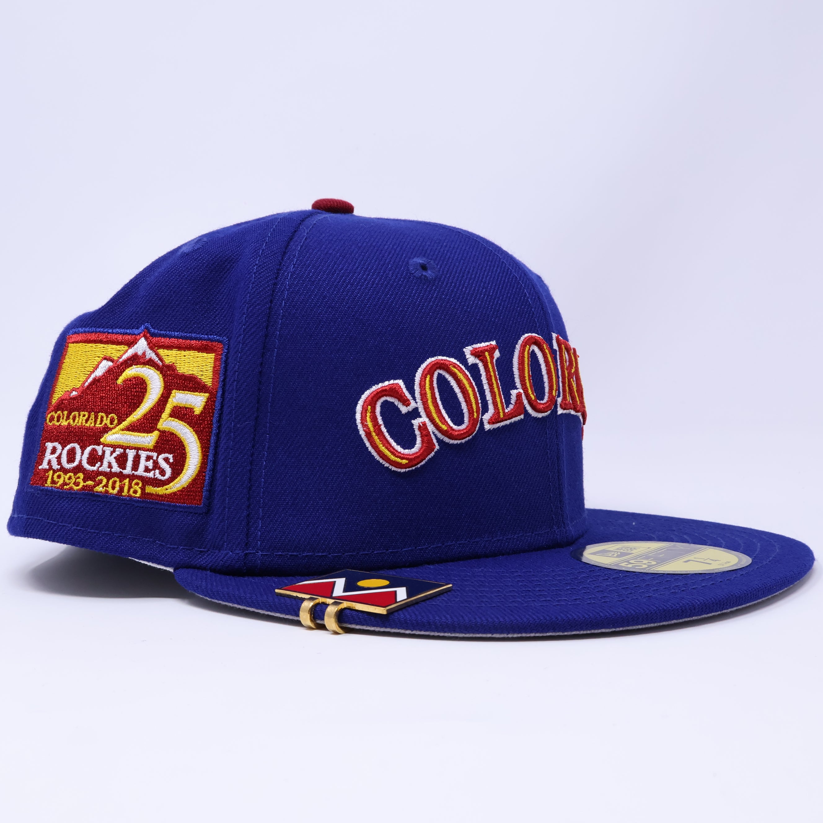 NWT 1/4 Blue Colorado Rockies 25th Anniversary 59fifty New Era Fitted Hat Cap