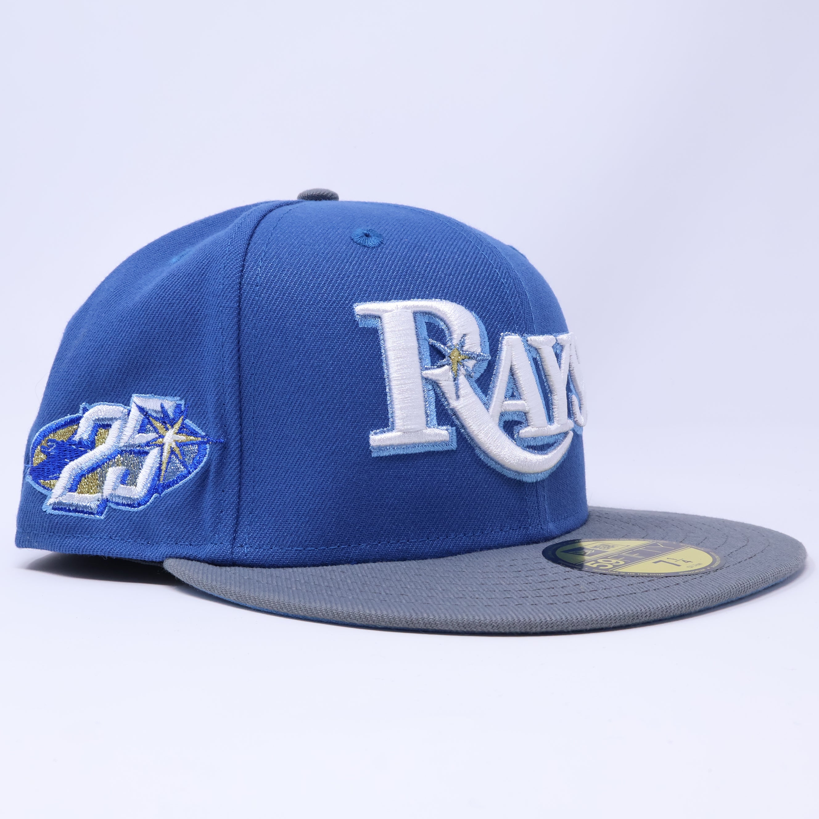 NWT 1/4 Blue Tampa Devil Rays 25th Anniversary 59fifty New Era Fitted Hat Cap