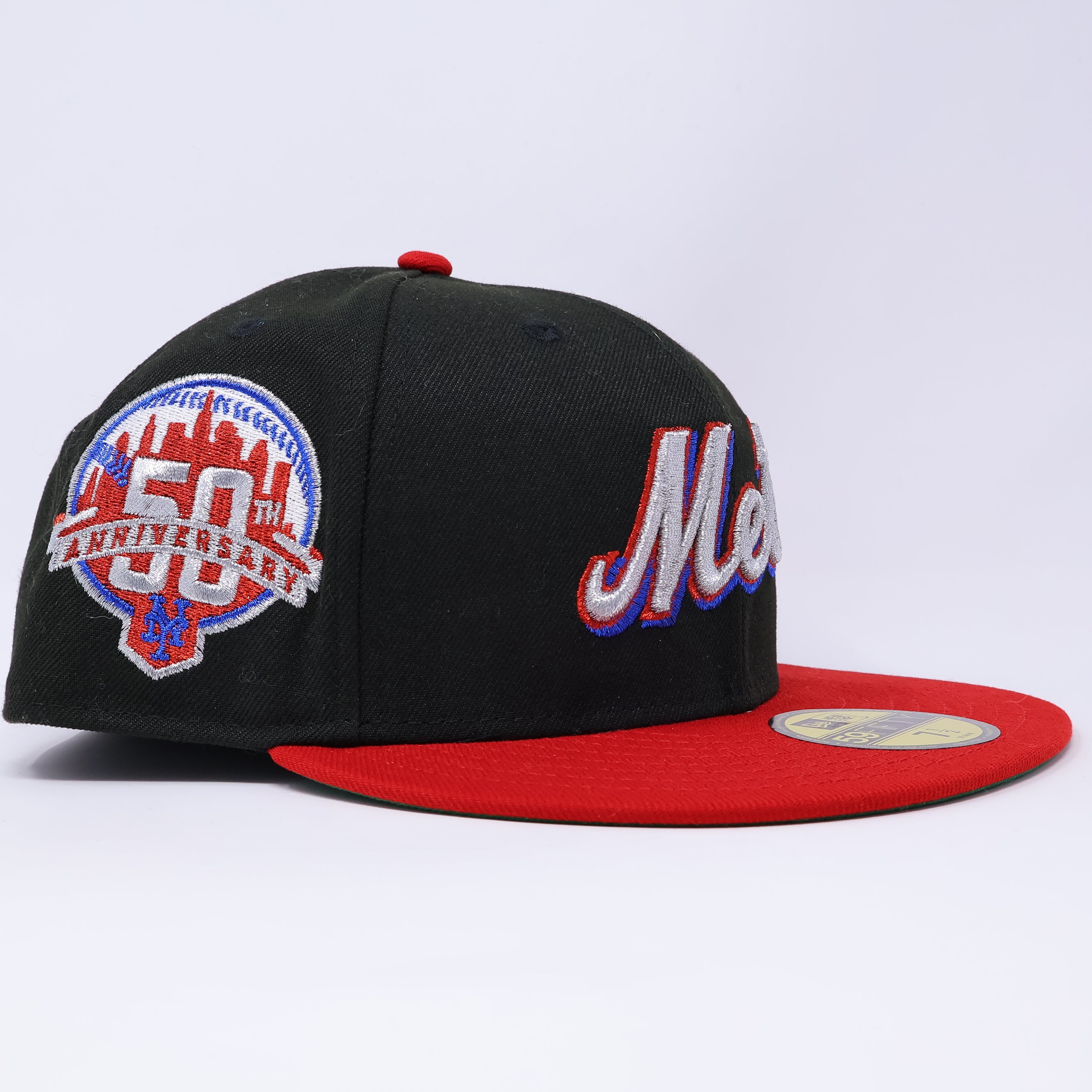 NWT 1/2 Black New York Mets 50th Anniversary 59fifty New Era Fitted Hat Cap