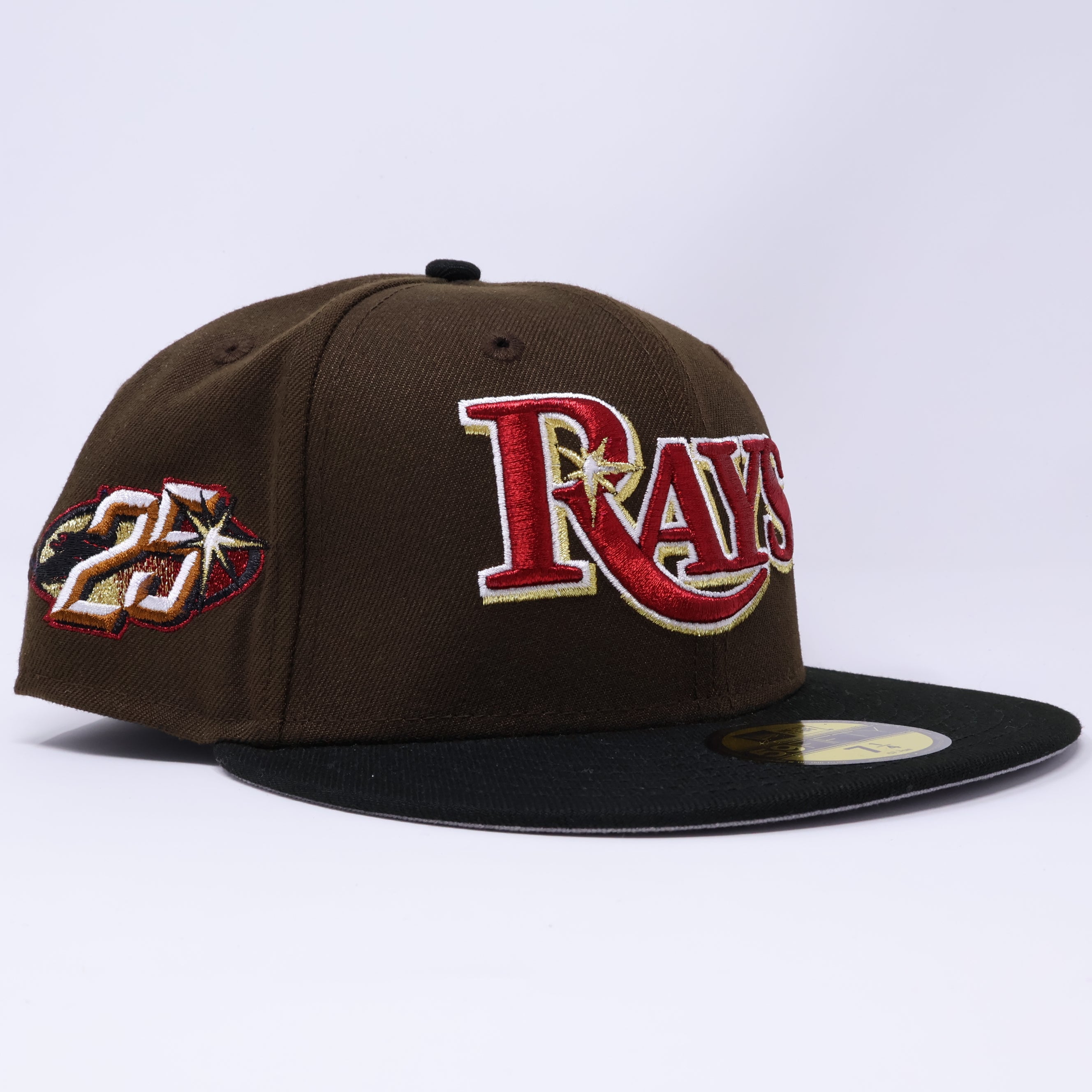NWT 1/4 Brown Tampa Devil Rays 25th Anniversary 59fifty New Era Fitted Hat Cap