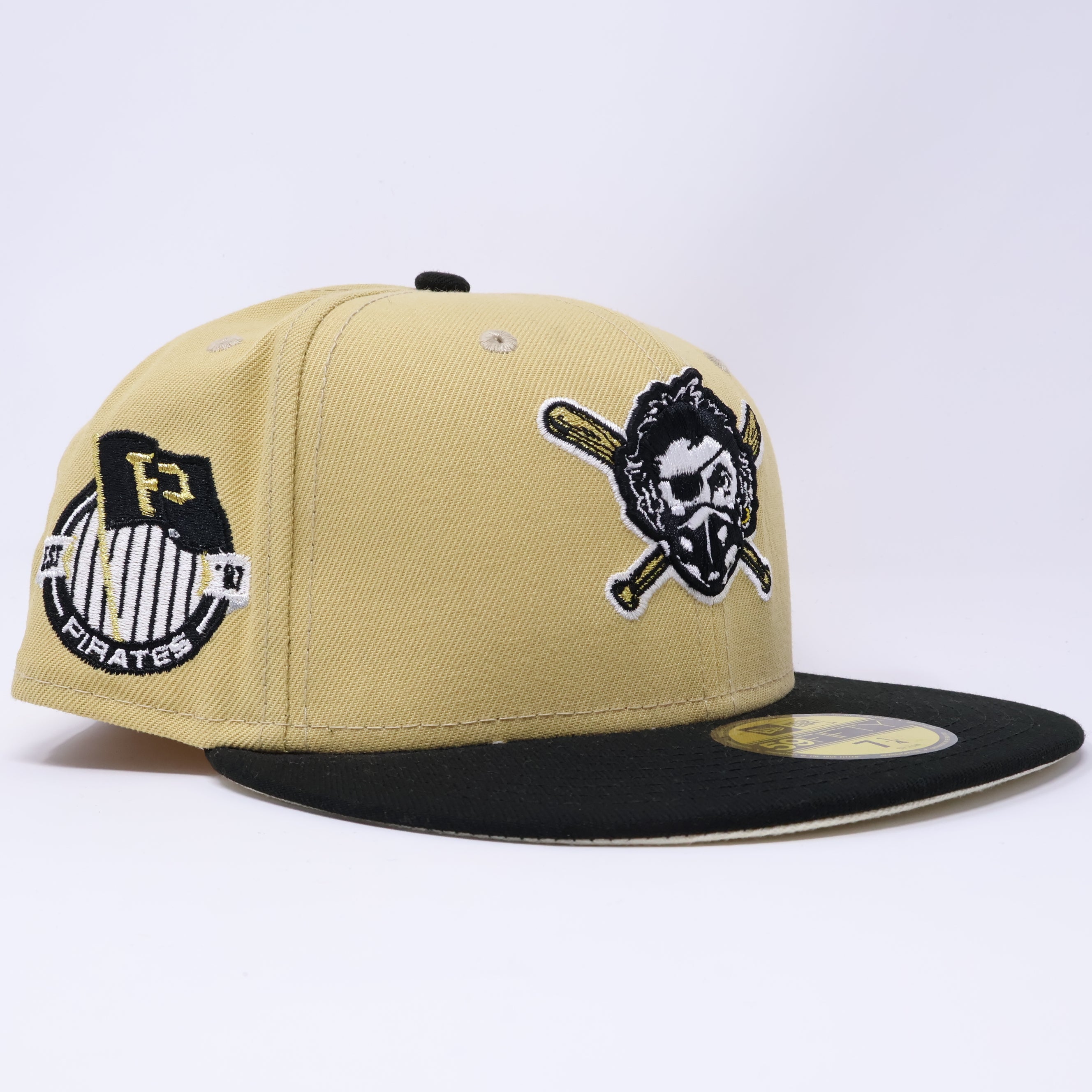 NEW 1/4 Khaki Pittsburg Pirates Flag Logo 59fifty New Era Fitted Hat Cap