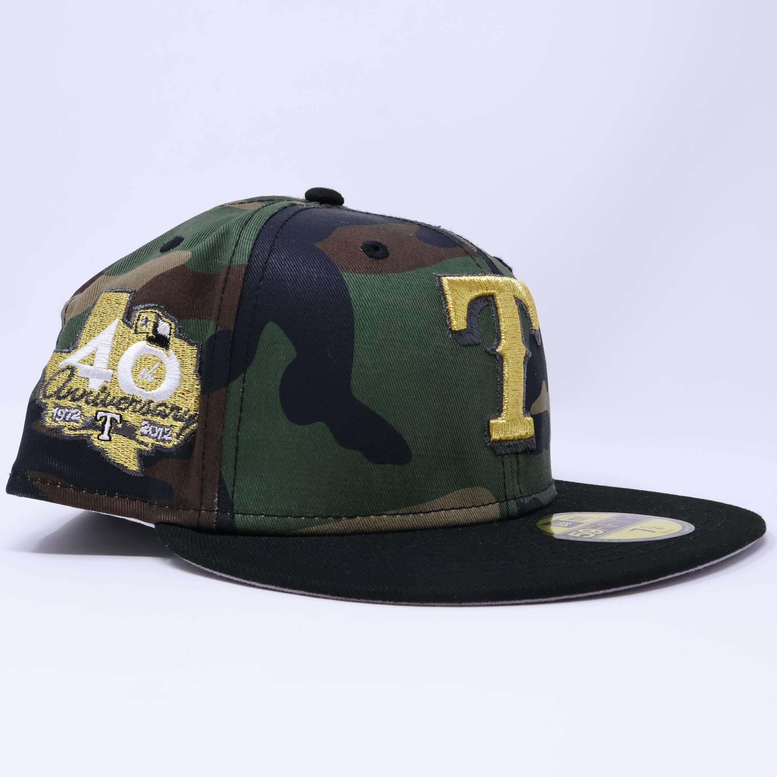 NWT 1/4 Camo Dallas Texas Rangers 40th Anniversary 59fifty New Era Fitted Hat Cap