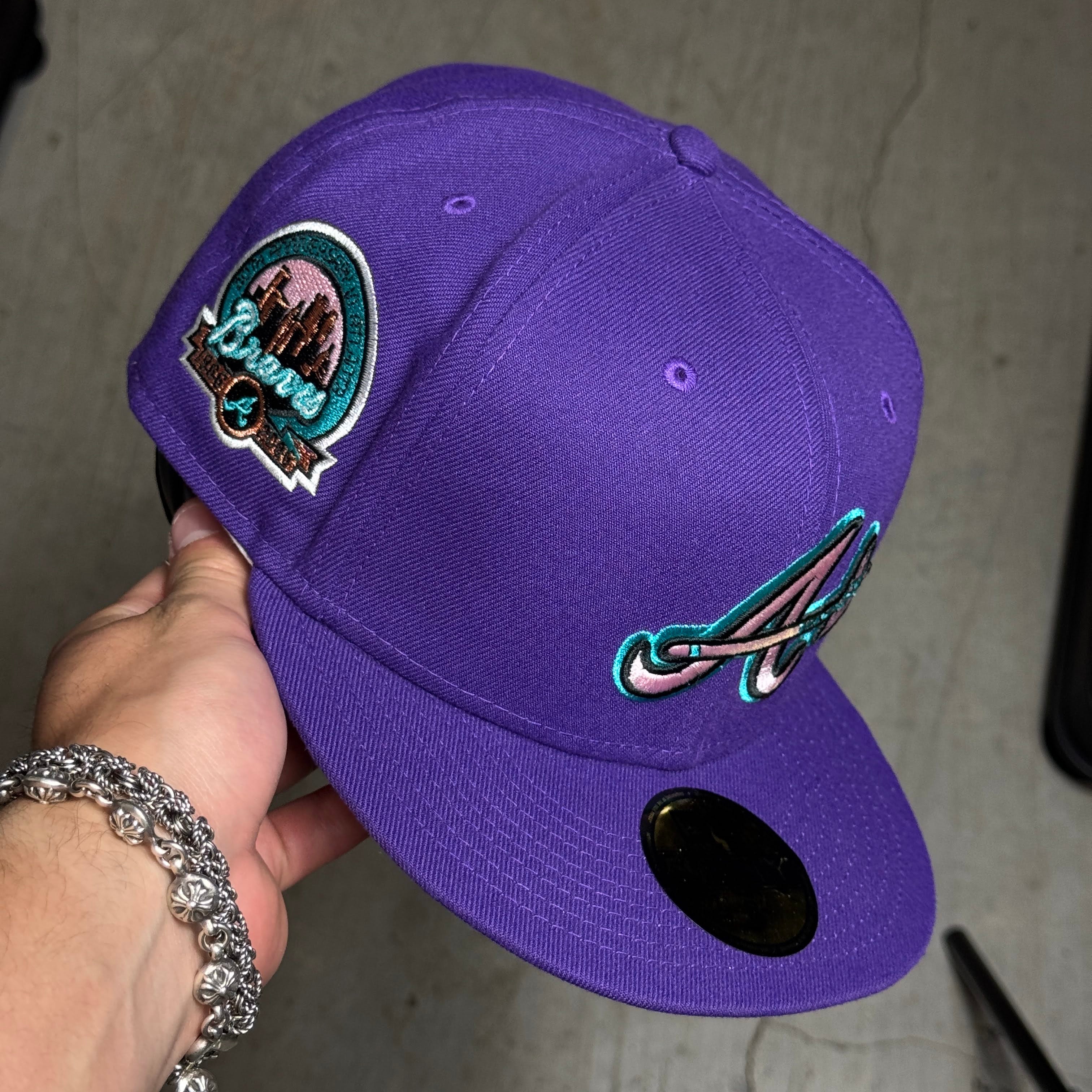 NWT 8 Purple Atlanta Braves 40th Anniversary 59fifty New Era Fitted Hat Cap