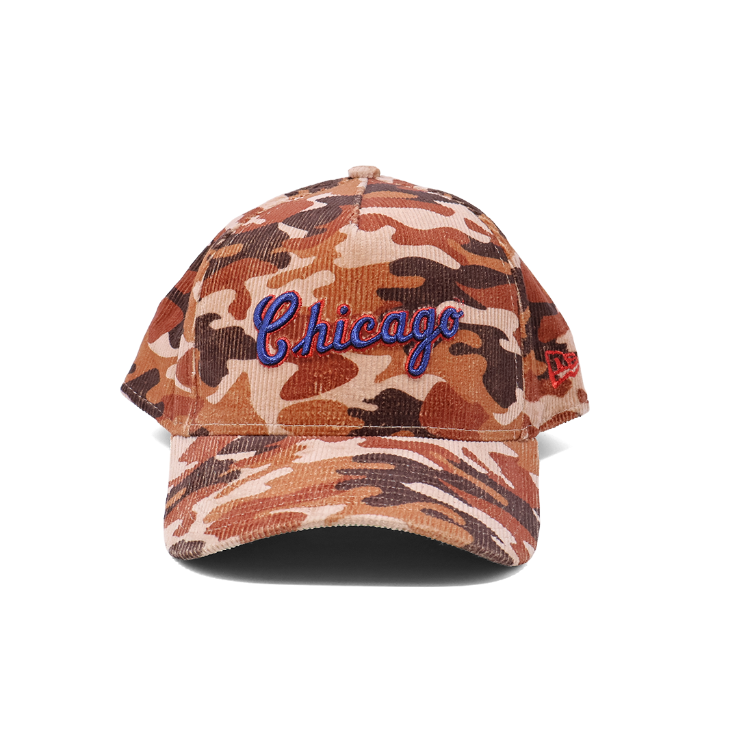 NWT Camo Chicago Cubs Script Corduroy A-Frame New Era Adjustable Snapback Hat 5 Panel