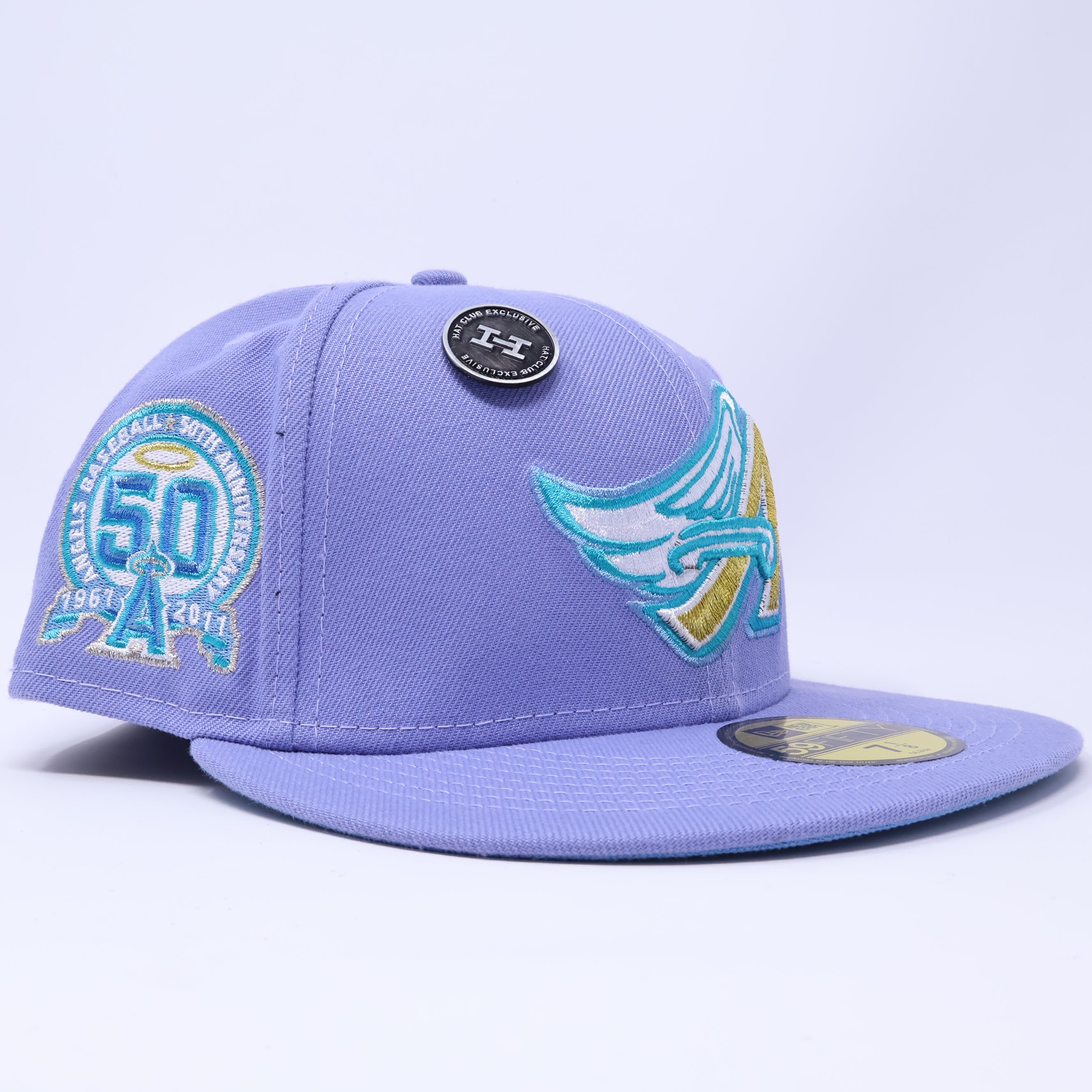 NWT 1/8 Purple Los Angeles Angels 50th Anniversary 59fifty New Era Fitted Hat Cap
