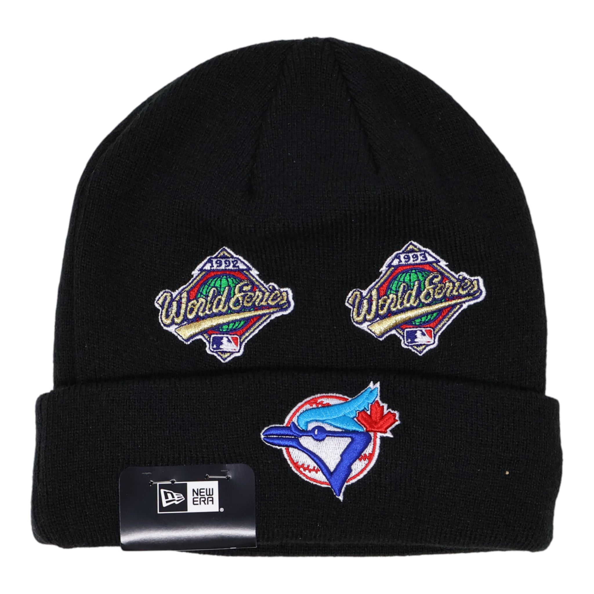 NWT Black Toronto Blue Jays Patches Black Beanie New Era Unisex Mens Womens Ski Cap Warm Knit