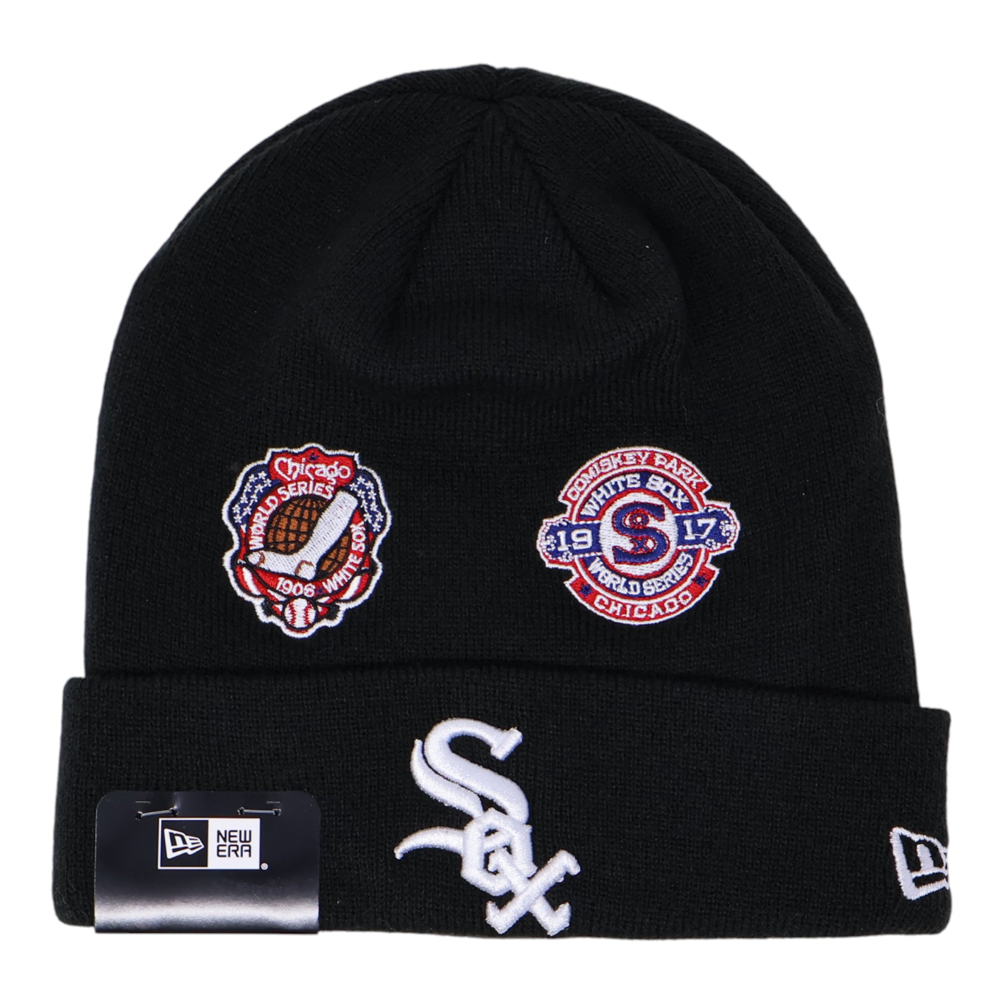 NWT Black Chicago White Sox Patches Black Beanie New Era Unisex Mens Womens Ski Cap Warm Knit