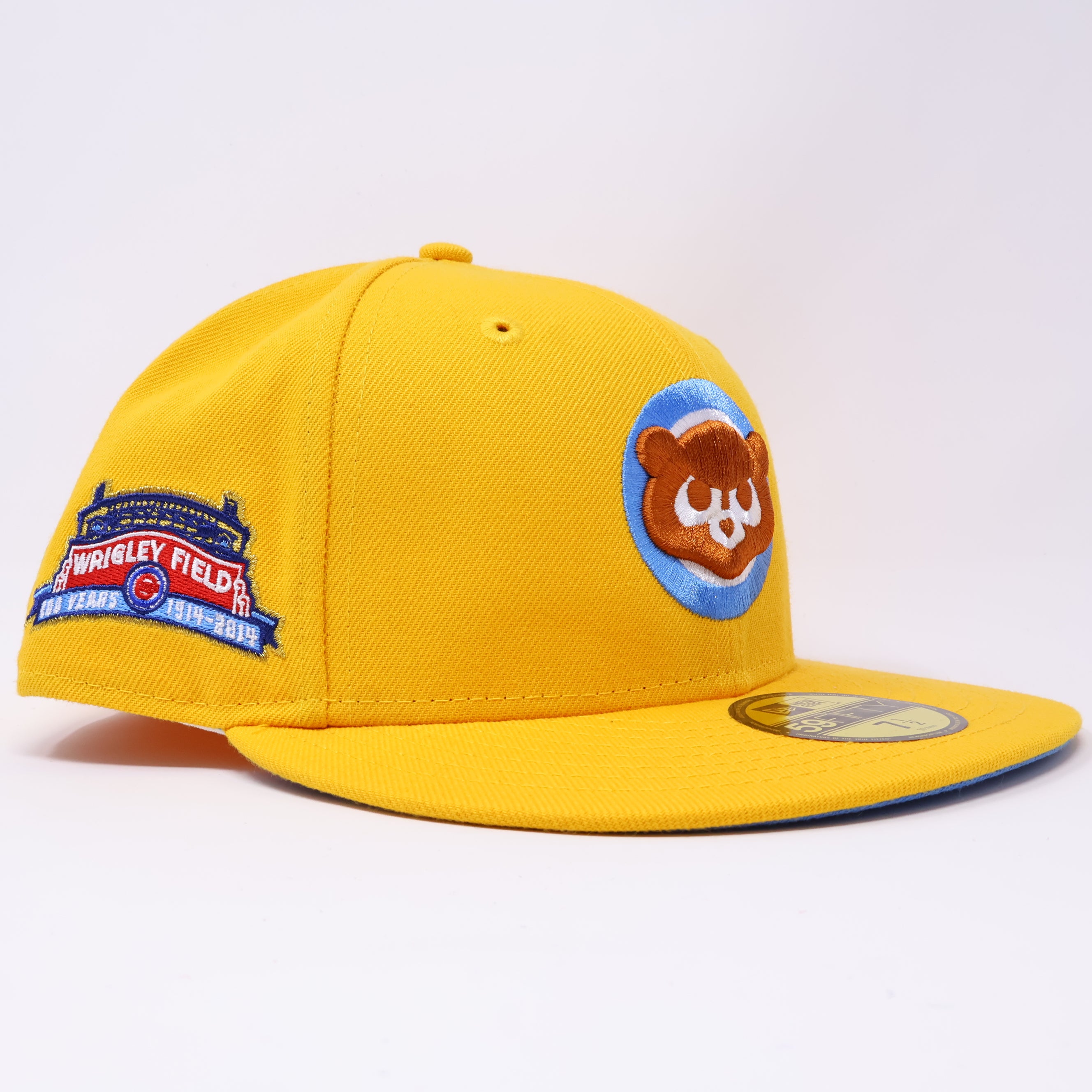 NWT 1/2 Yellow Chicago Cubs Wrigley Field 59fifty New Era Fitted Hat Cap
