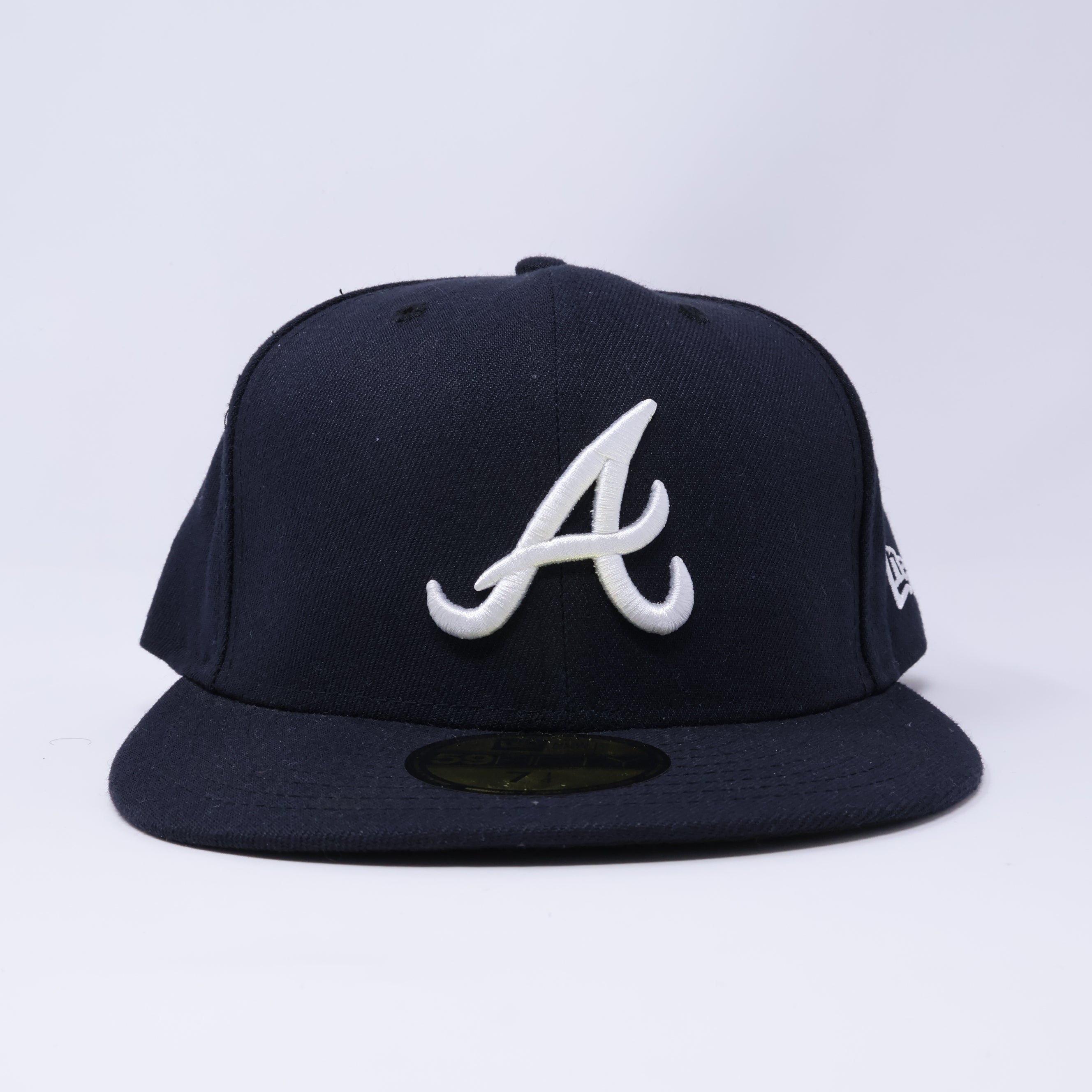 NWT 1/4 Navy Atlanta Braves Simple Clean 59fifty New Era Fitted Hat Cap