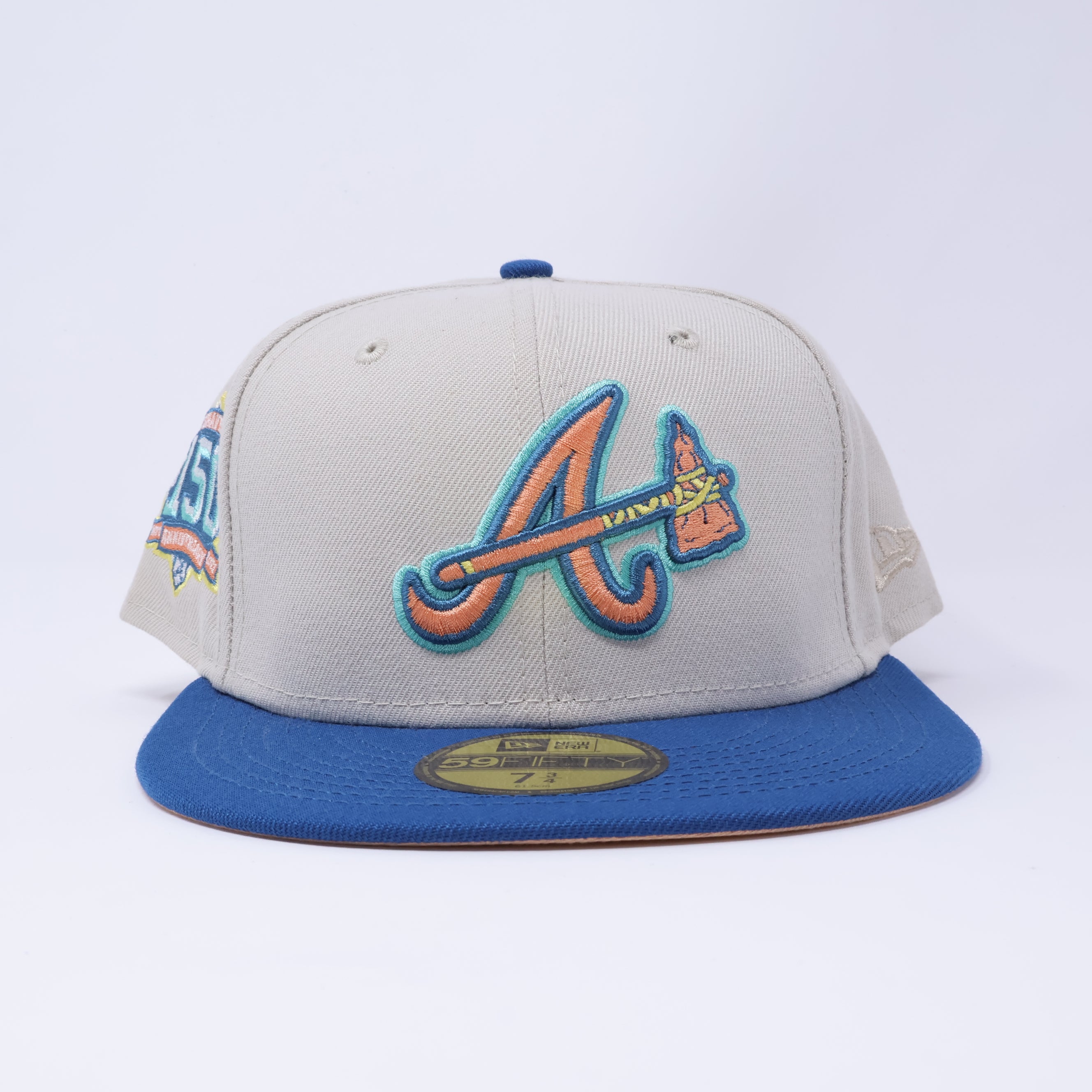 NWT 3/4 Stone Atlanta Braves 10th Anniversary 59fifty New Era Fitted Hat Cap