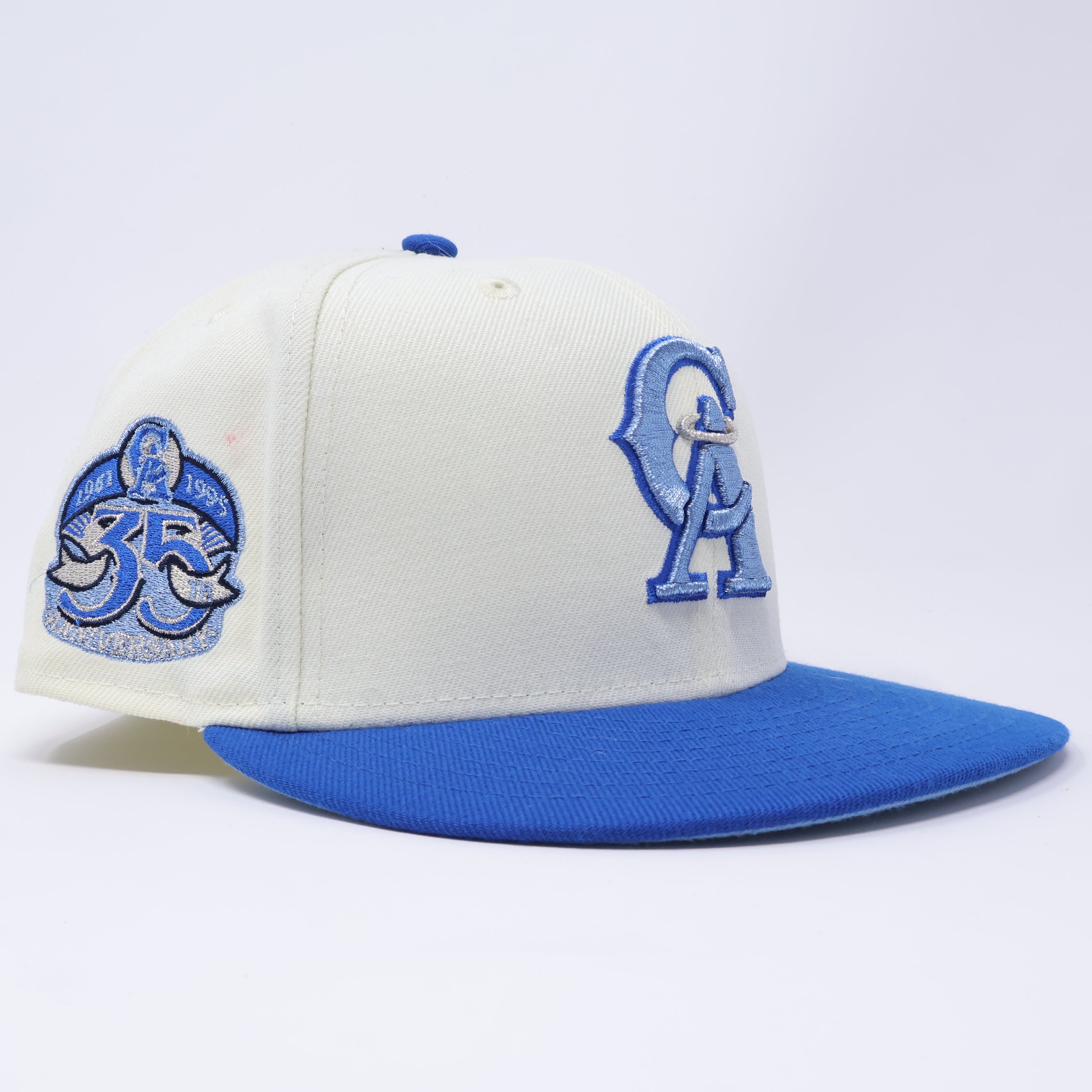 USED 1/8 Chrome California Angels 35th Anniversary Season 59fifty New Era Fitted Hat Cap