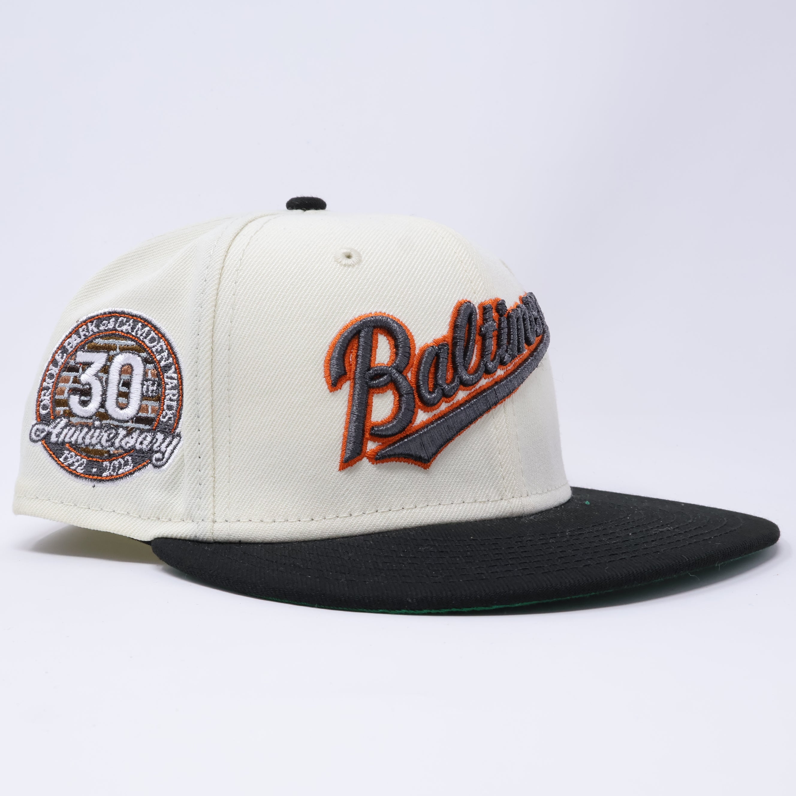 USED 1/8 Chrome Baltimore Orioles 30th Anniversary 59fifty New Era Fitted Hat Cap