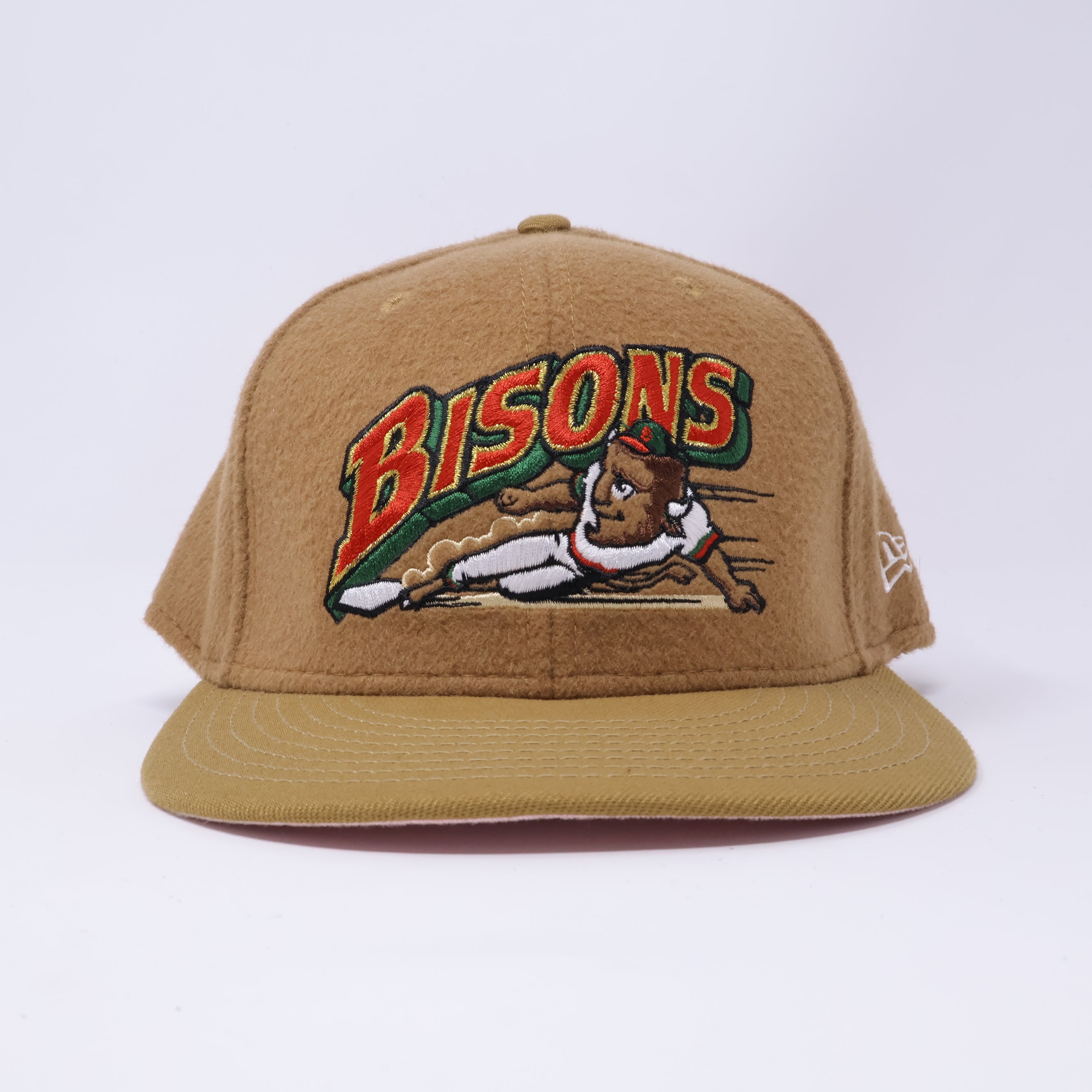 USED 1/8 Khaki Buffalo Bisons Simple Clean Dope Minor League 59fifty New Era Fitted Hat Cap