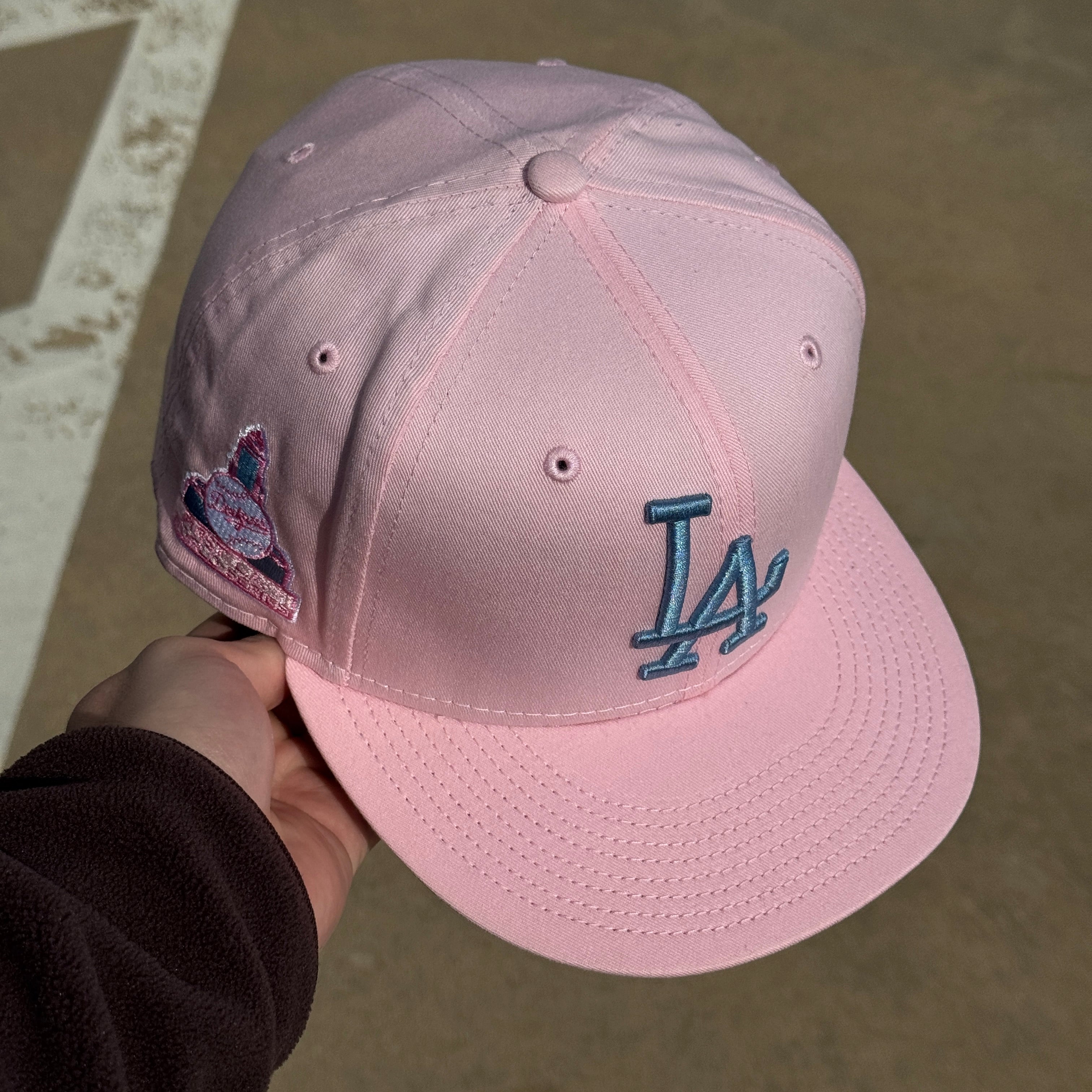 USED 1/2 Pink Los Angeles Dodgers World Series 59fifty New Era Fitted Hat Cap