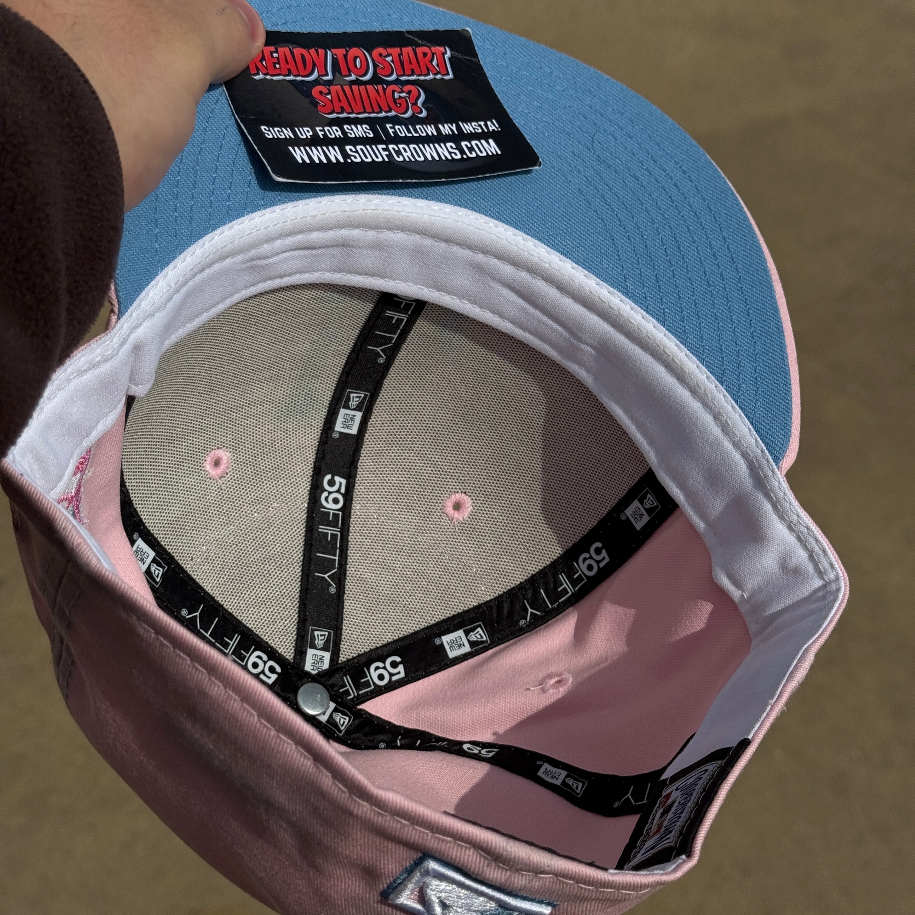 USED 1/2 Pink Los Angeles Dodgers World Series 59fifty New Era Fitted Hat Cap