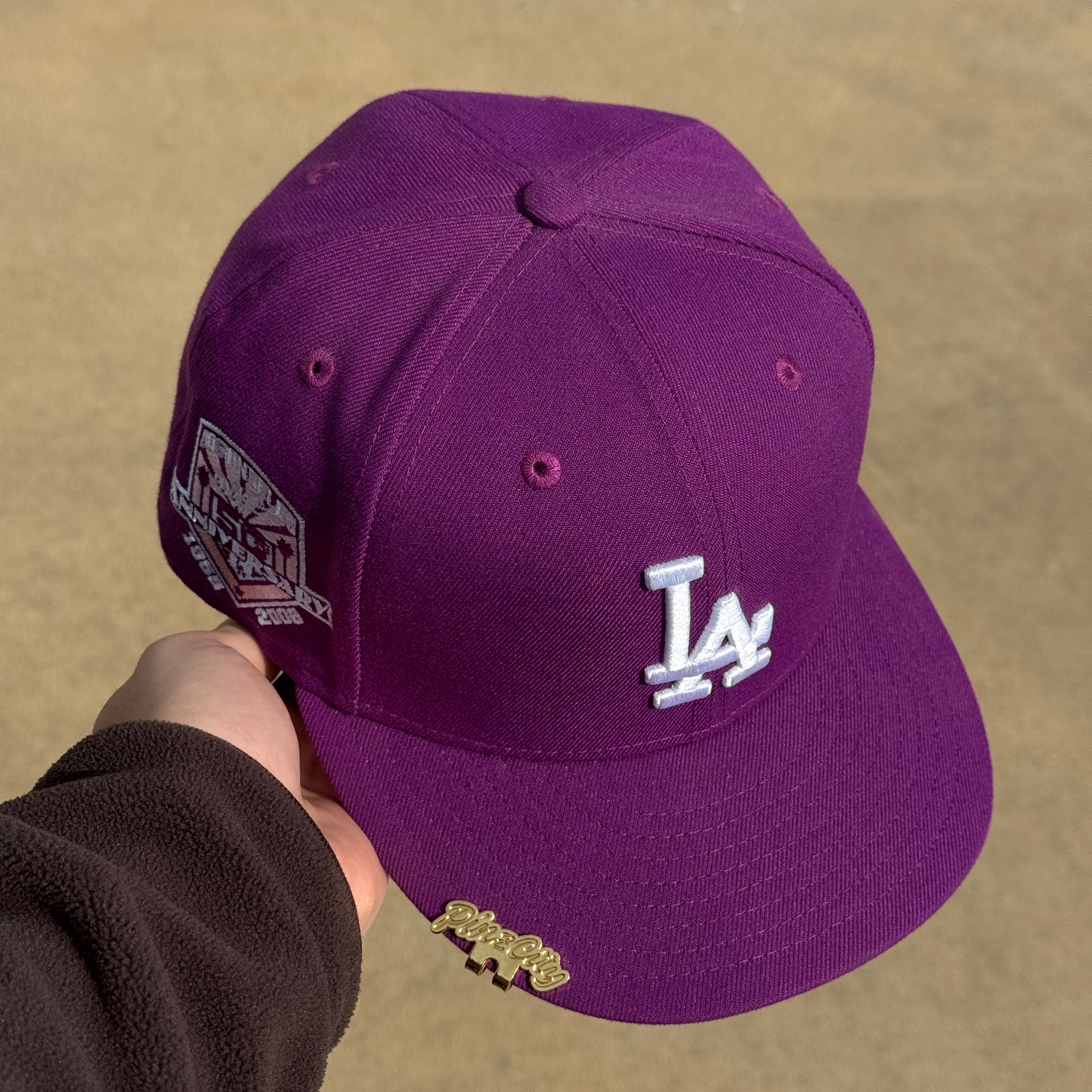 USED 1/2 Purple Los Angeles Dodgers 50th Anniversary 59fifty New Era Fitted Hat Cap