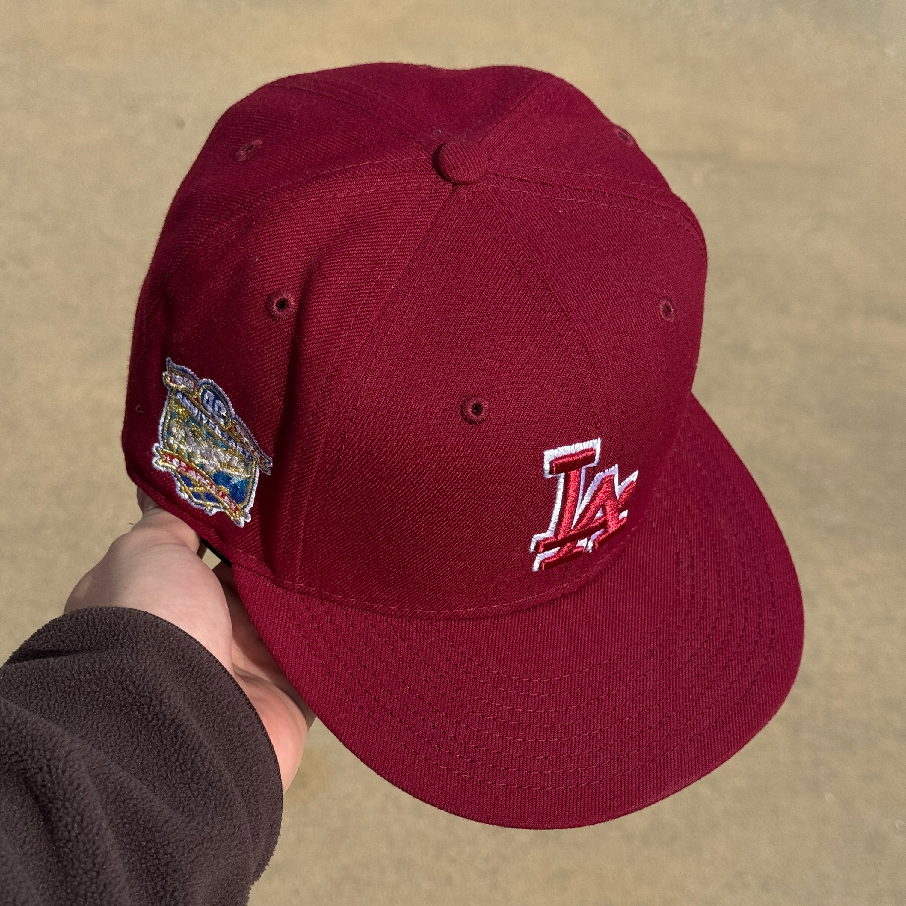 USED 1/2 Maroon Los Angeles Dodgers 40th Anniversary 59fifty New Era Fitted Hat Cap