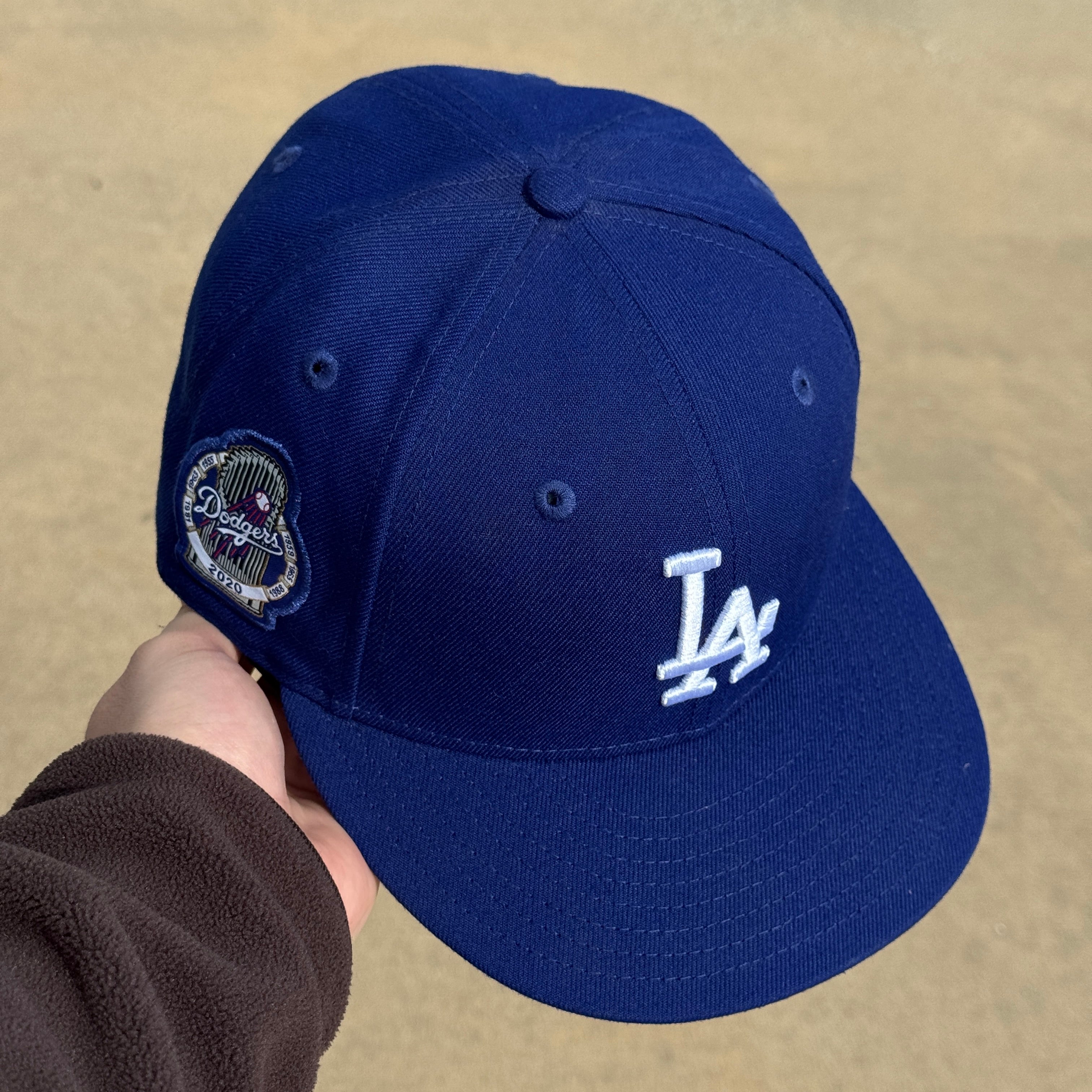 USED 1/2 Blue Los Angeles Dodgers 2020 World Series 59fifty New Era Fitted Hat Cap