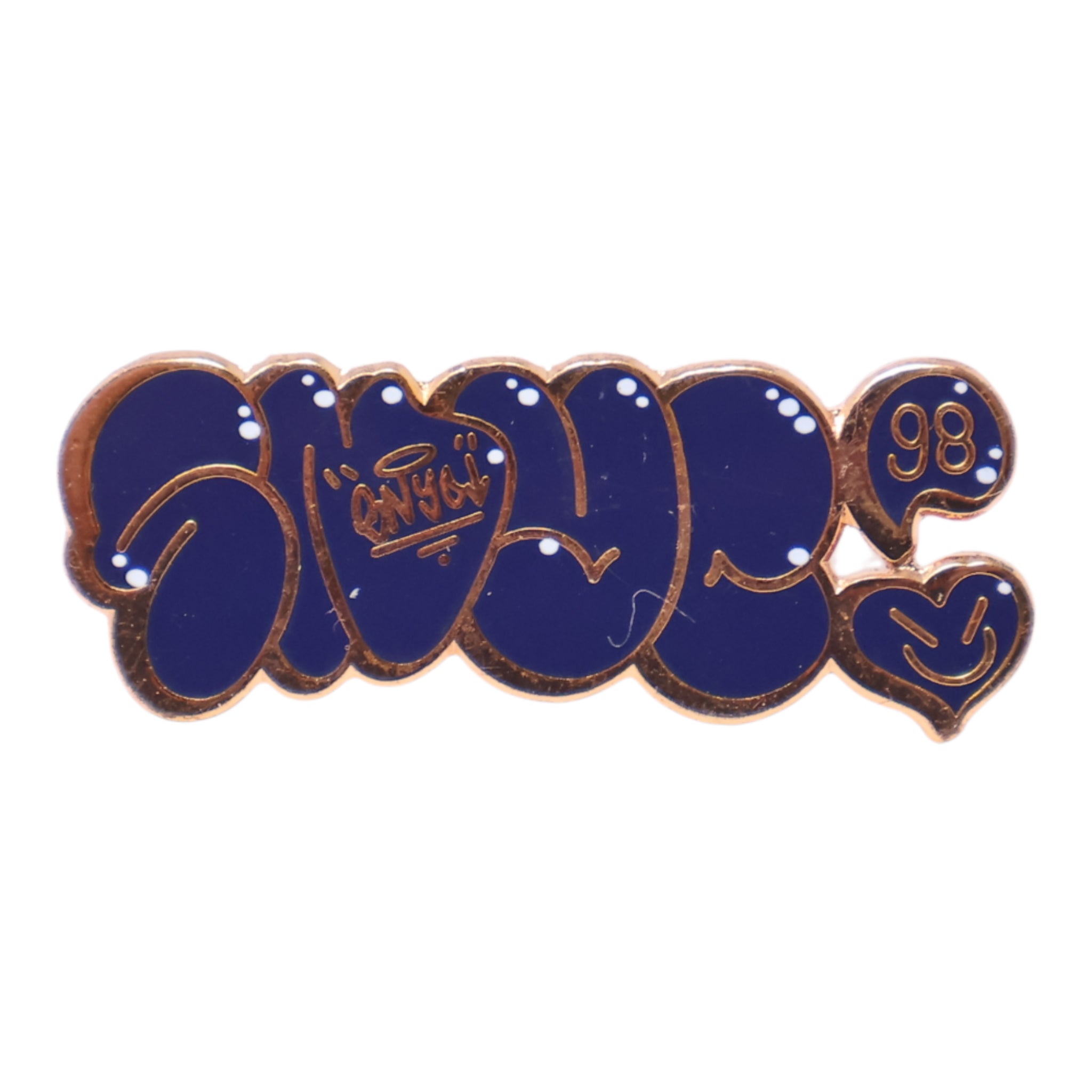Navy Graffiti Script Pin
