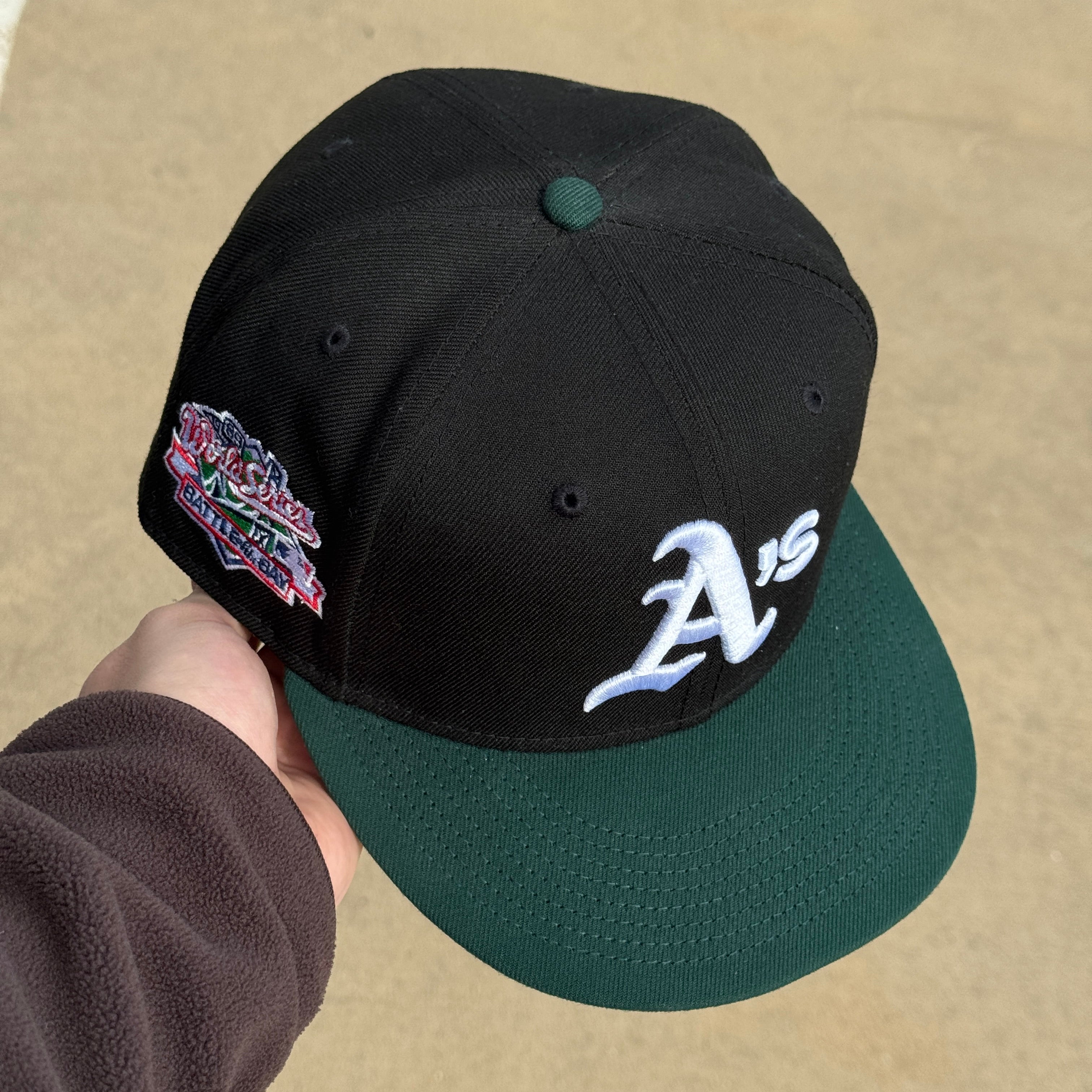 USED 5/8 Black Oakland Athletics 1989 World Series 59fifty New Era Fitted Hat Cap