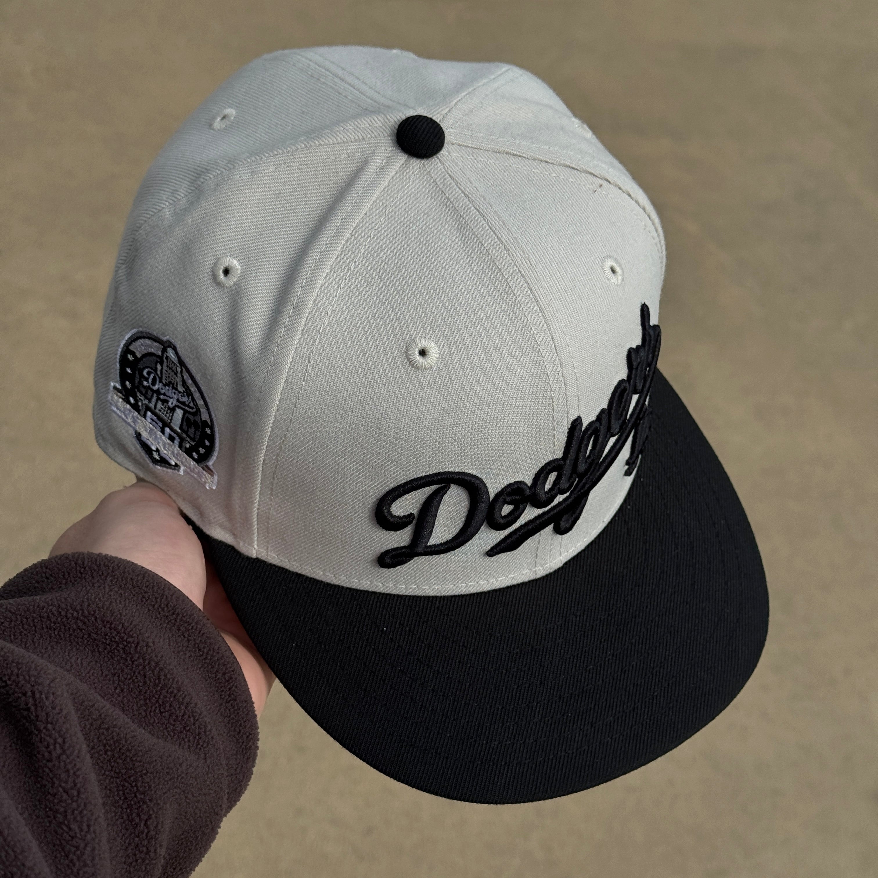 USED 1/2 Stone Los Angeles Dodgers 50th Anniversary 59fifty New Era Fitted Hat Cap