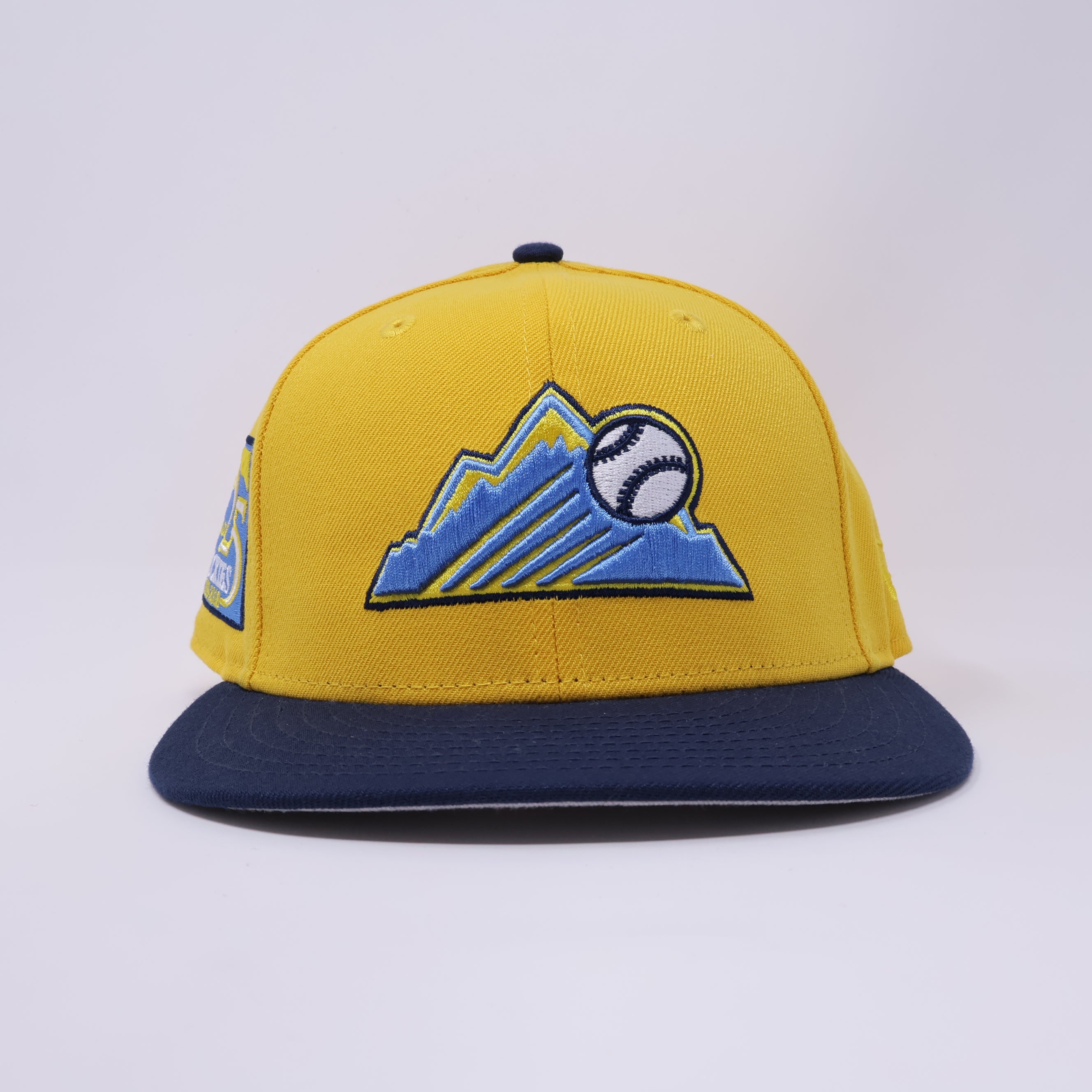 USED 1/8 Yellow Colorado Rockies 25th Anniversary 59fifty New Era Fitted Hat Cap