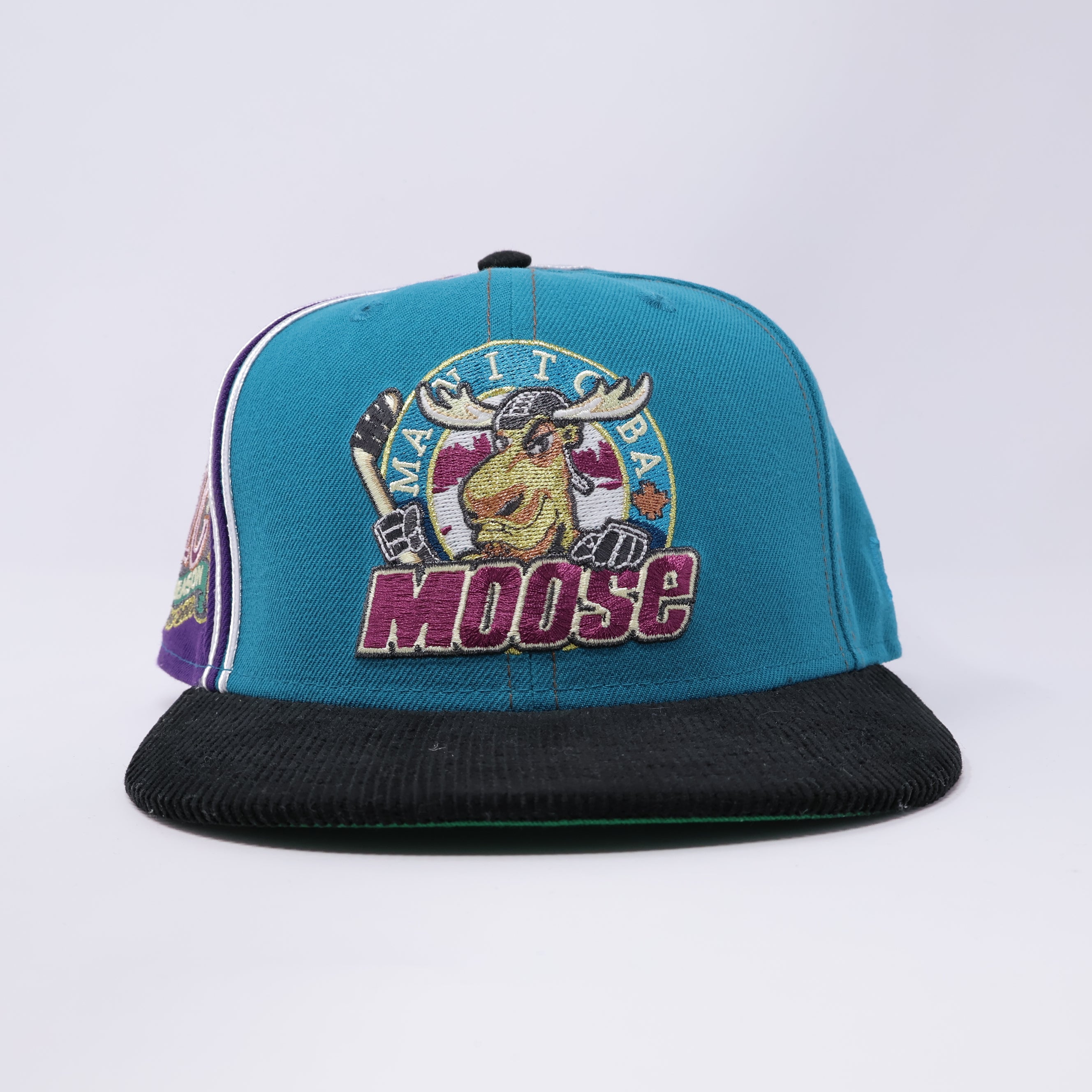 USED 1/8 Multicolor Manitoba Moose 10th Season AHL 59fifty New Era Fitted Hat Cap