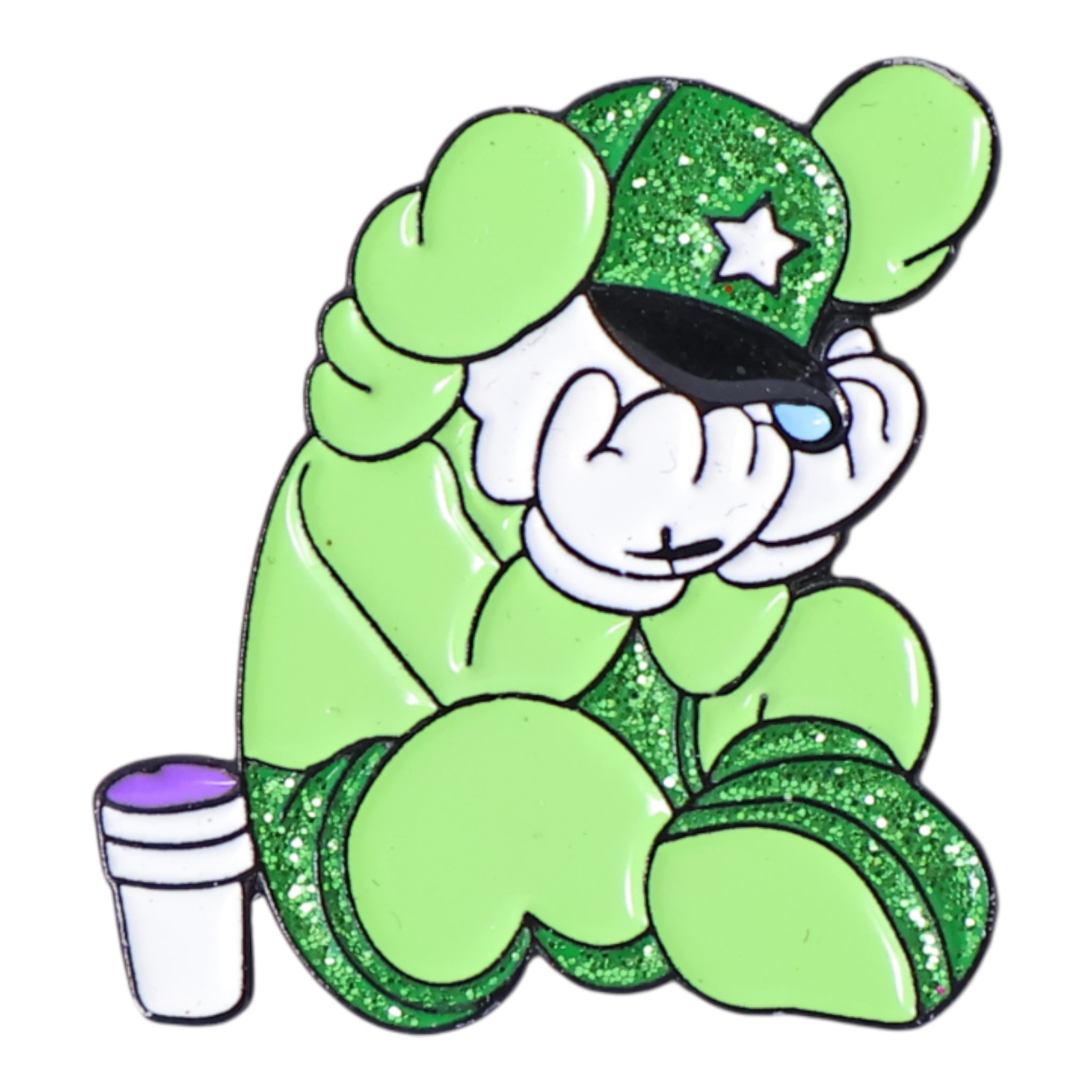 Green Crying Kaws Lean Cup Graphic Pin