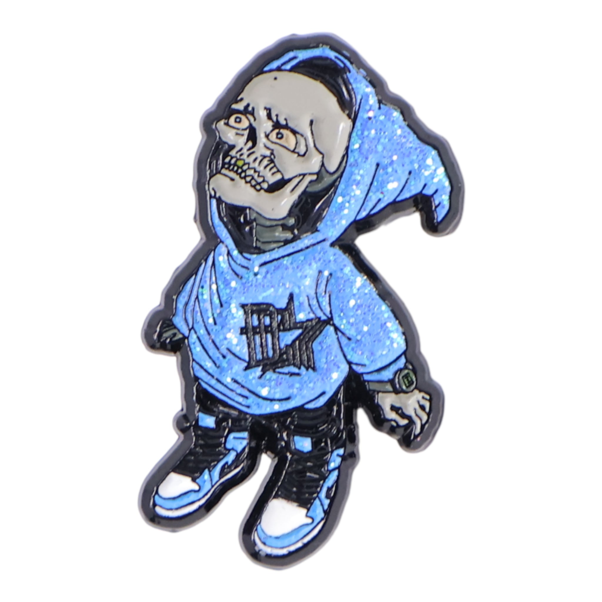 Blue Hoodie Skeleton Graphic Pin