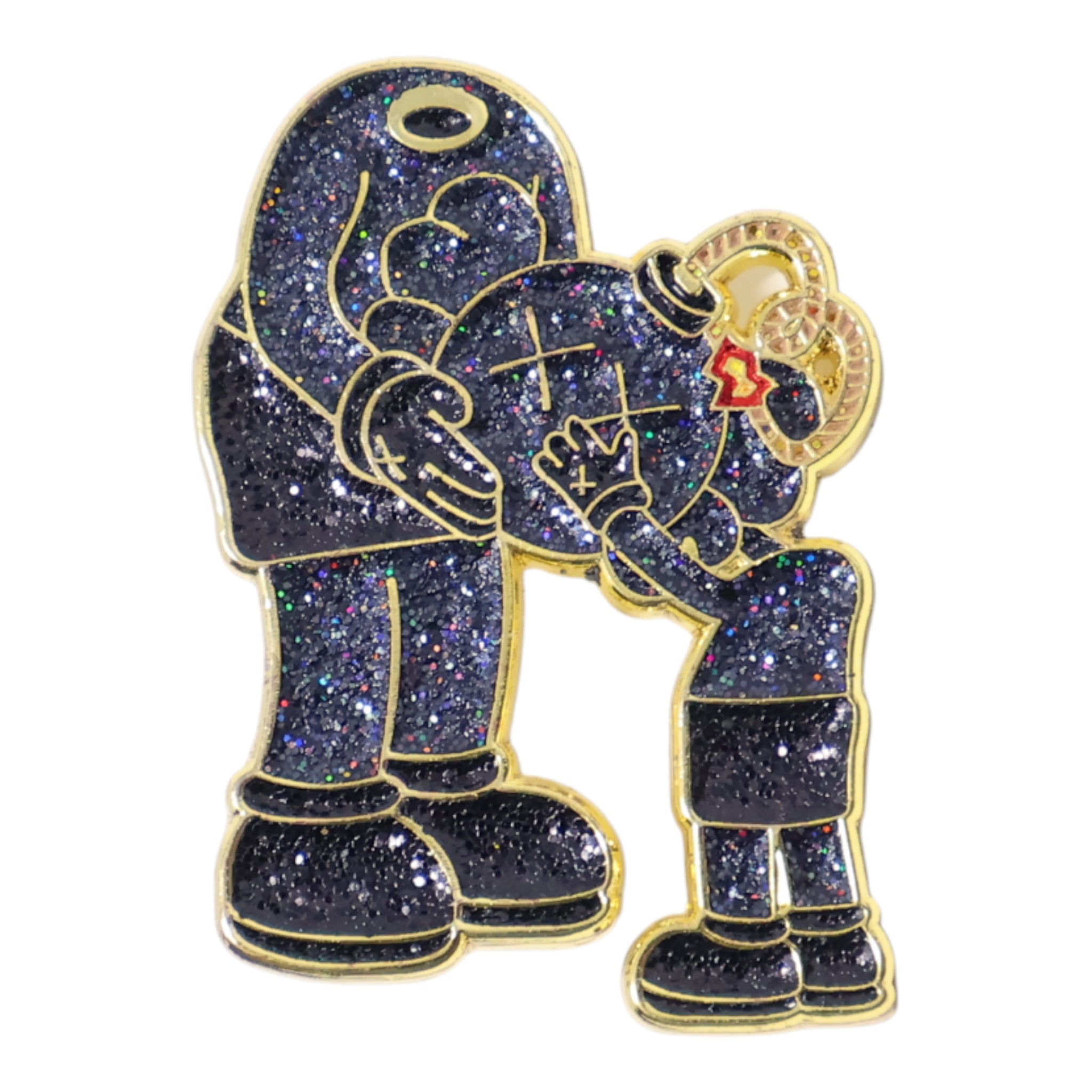 Headless Kaws Black Glitter Graphic Pin