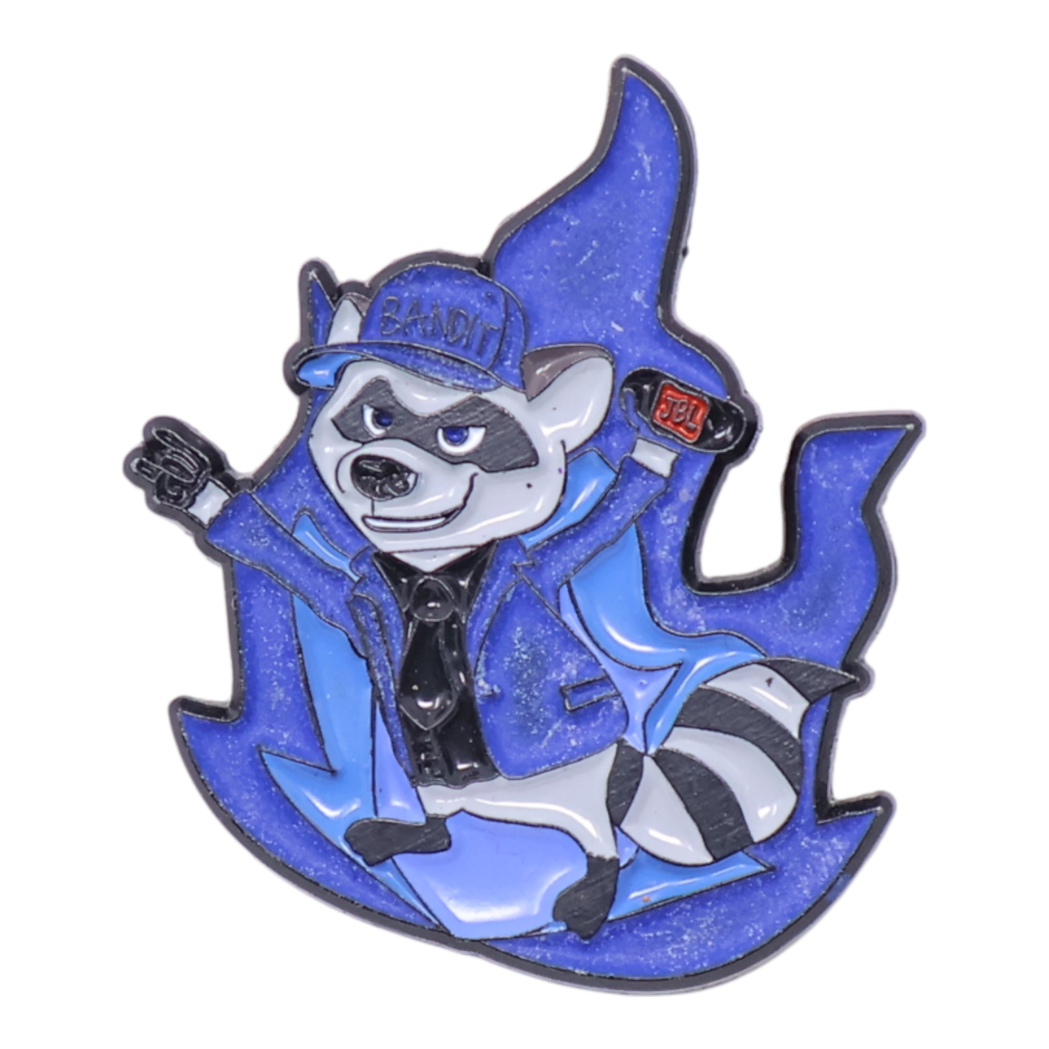 Blue Raccoon Graphic Pin
