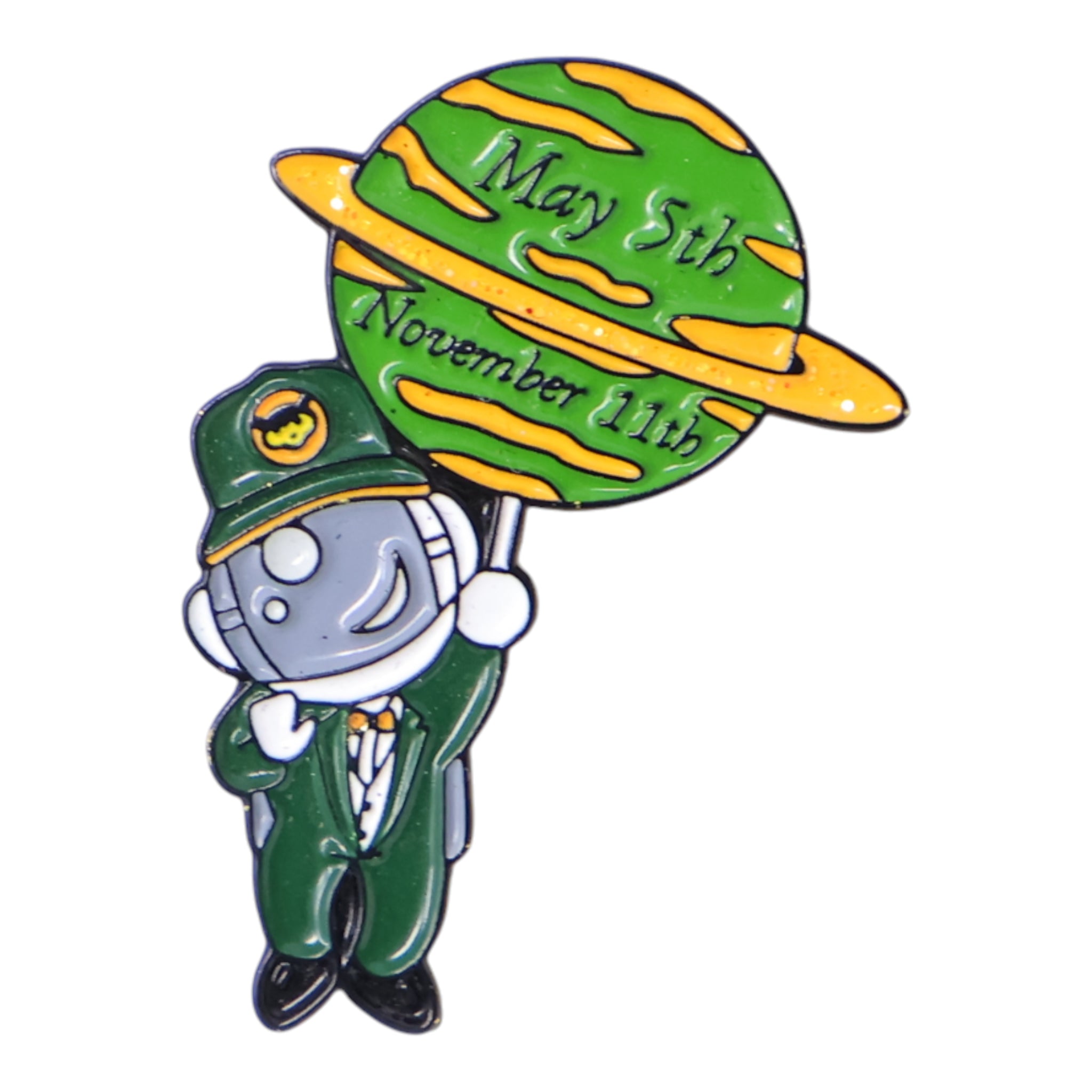 Astronaut holding planet Graphic Pin