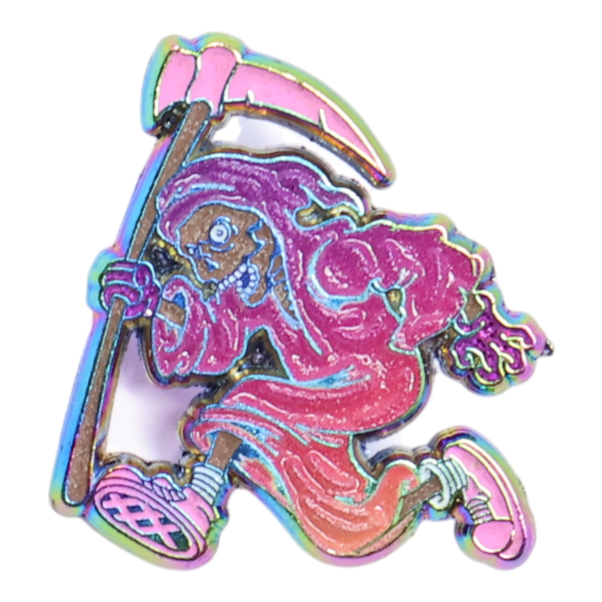 Irisdescent Skeleton Graphic Pin