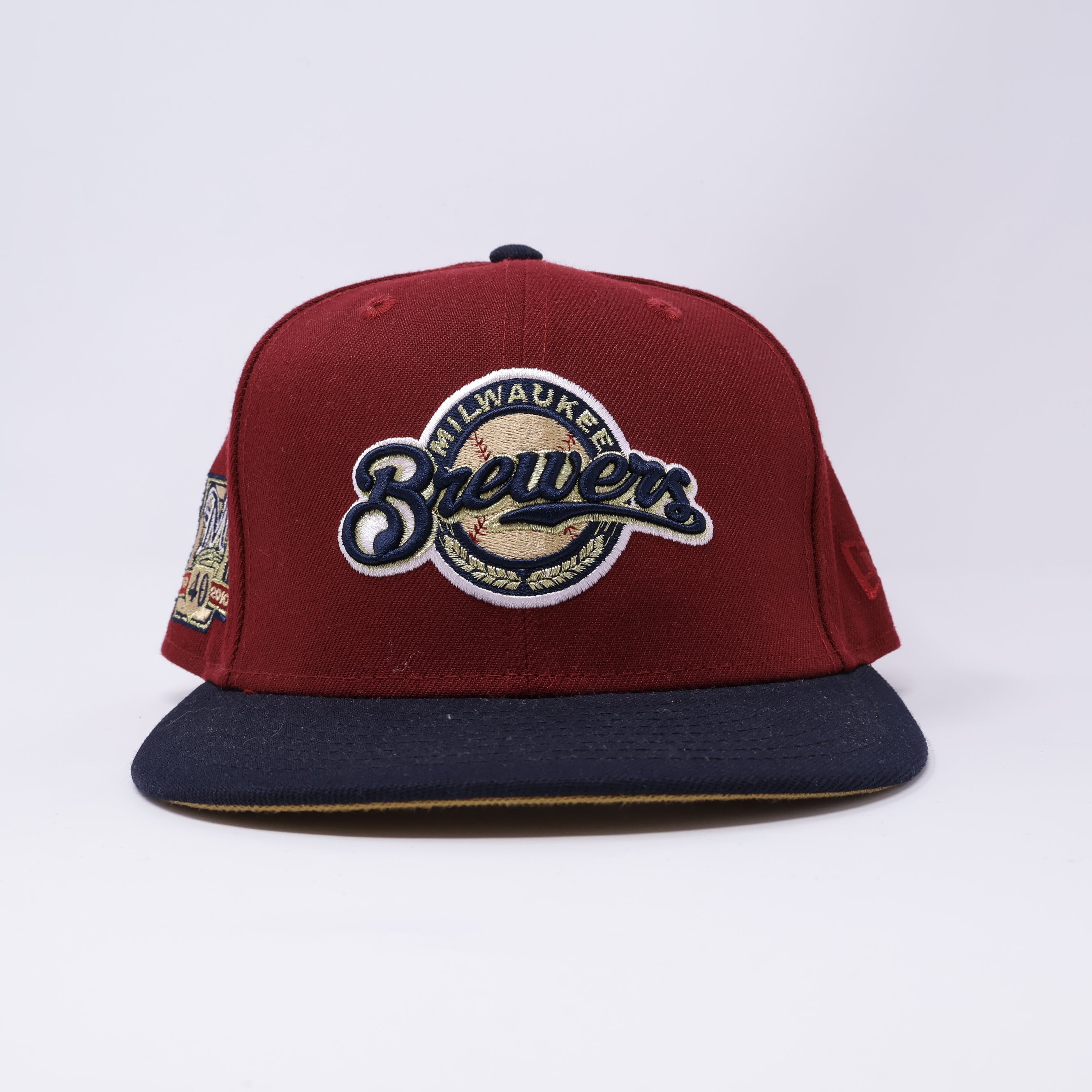 USED 1/8 Brick Red Milwaukee Brewers 40th Anniversary 59fifty New Era Fitted Hat Cap
