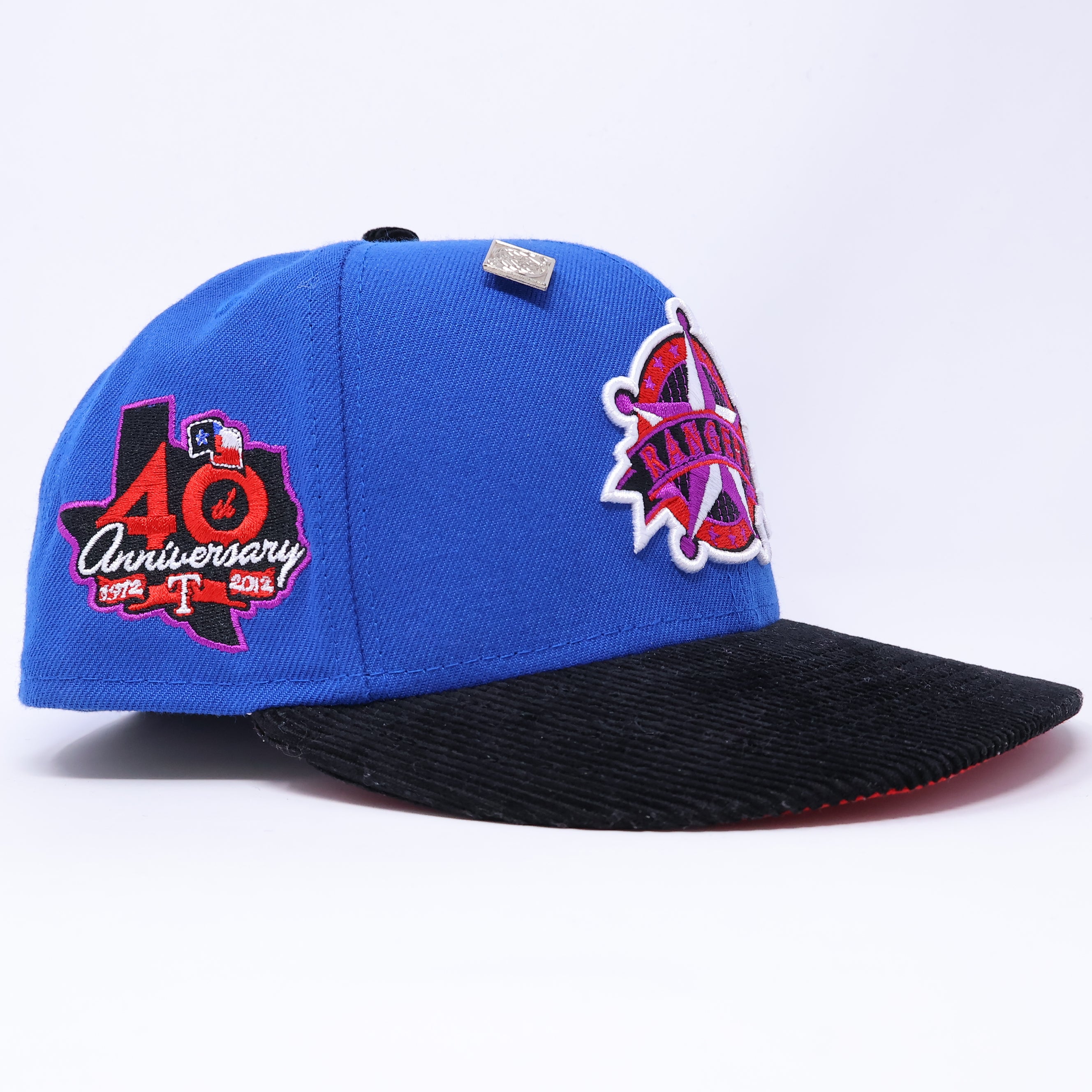 USED 1/4 Blue Dallas Texas Rangers 40th Anniversary 59fifty New Era Fitted Hat Cap