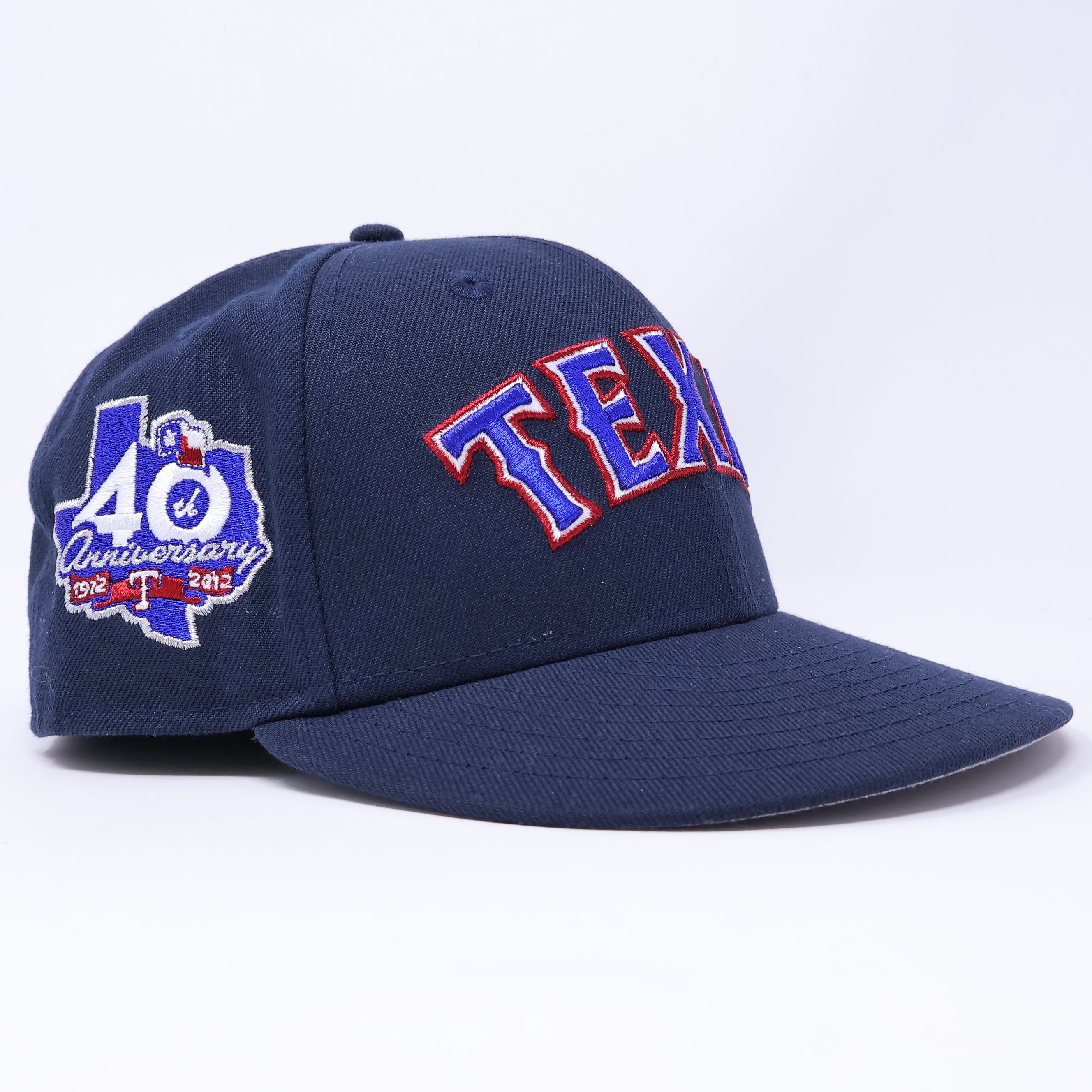 USED 1/4 Navy Dallas Texas Rangers 40th Anniversary 59fifty New Era Fitted Hat Cap