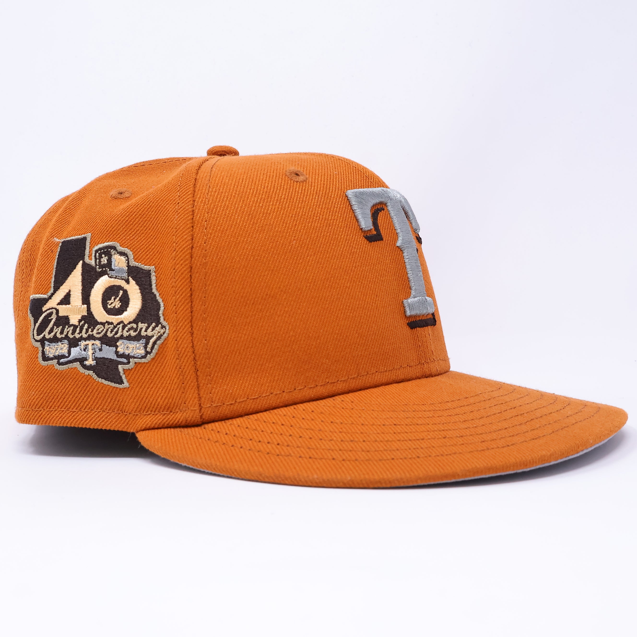 USED 1/4 Orange Dallas Texas Rangers 40th Anniversary 59fifty New Era Fitted Hat Cap