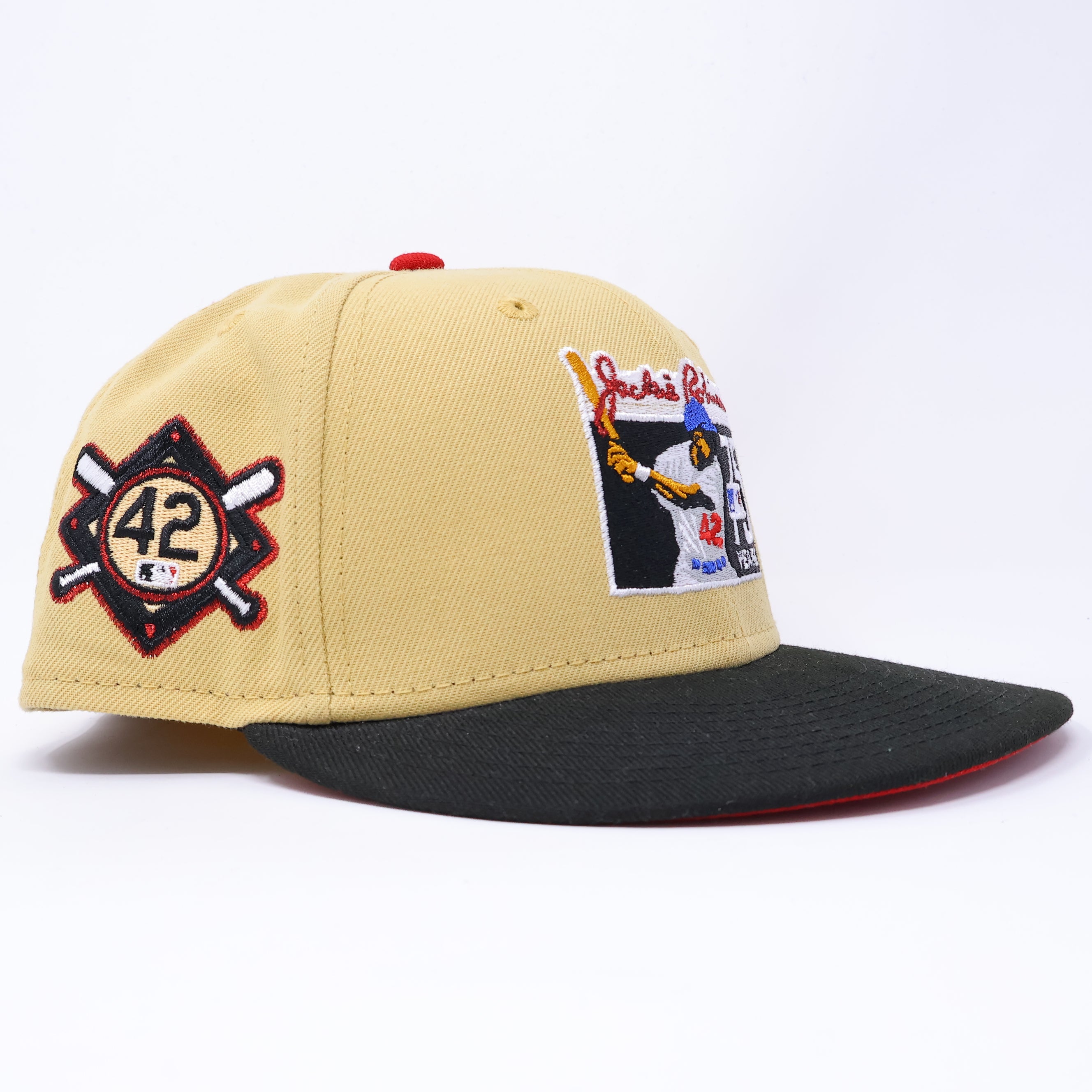 USED 1/4 Khaki Brooklyn Dodgers Jackie Robinson 59fifty New Era Fitted Hat Cap