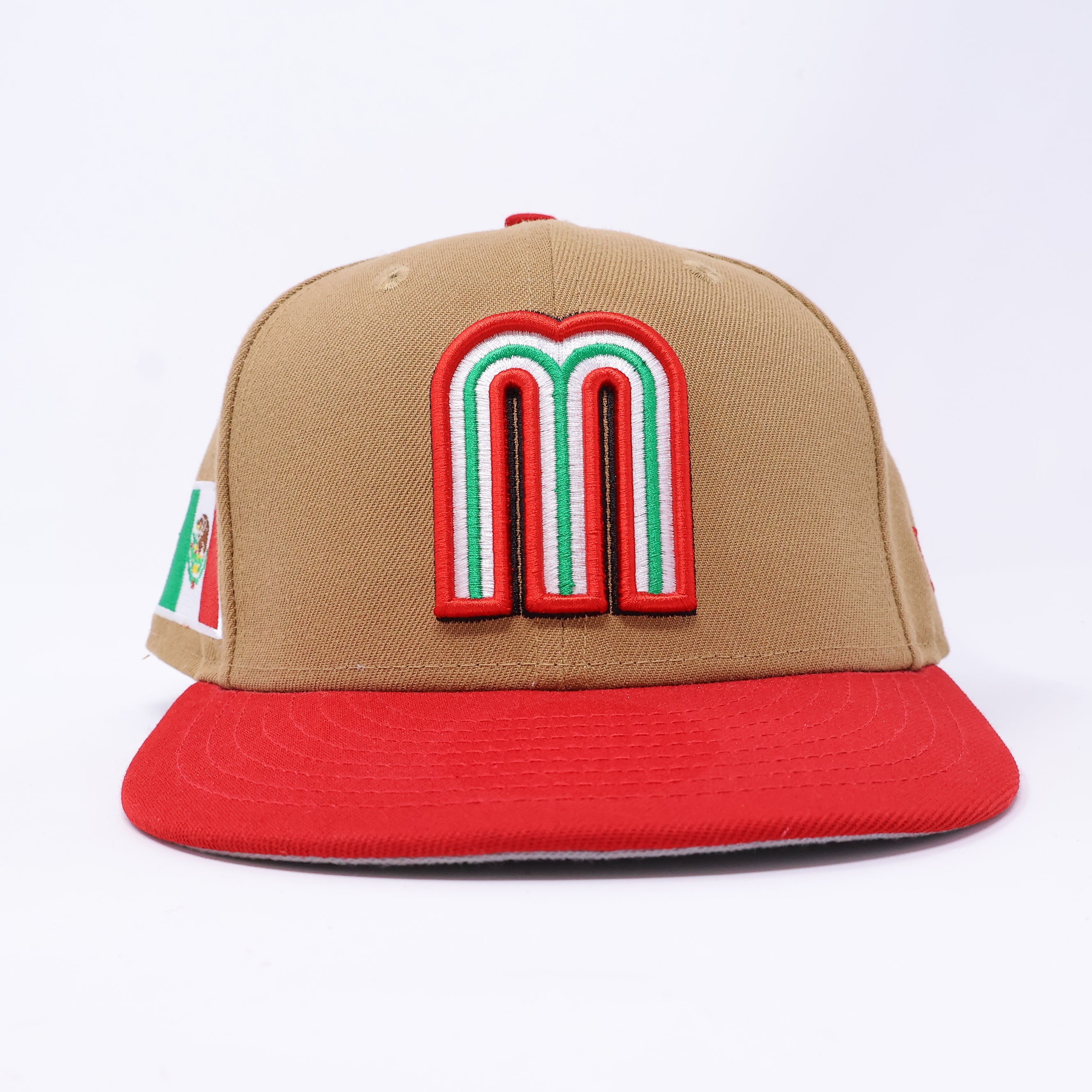USED 3/8 Khaki Mexico WBC Mexican Flag 59fifty New Era Fitted Hat Cap
