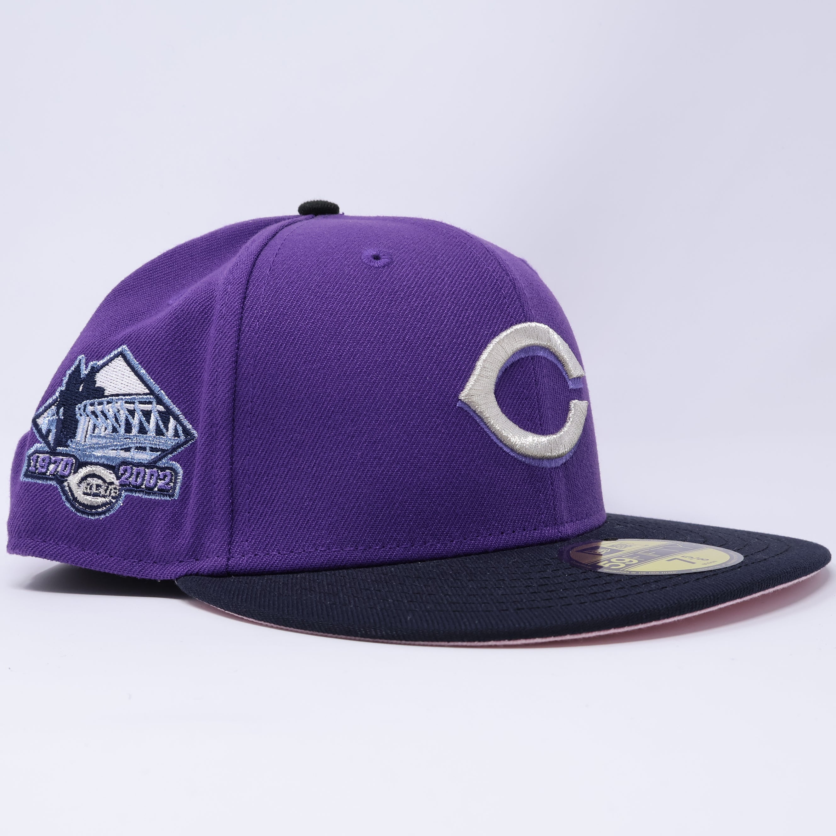 NWT 5/8 Purple Cincinnati Reds 1970 2002 Patch 59fifty New Era Fitted Hat Cap