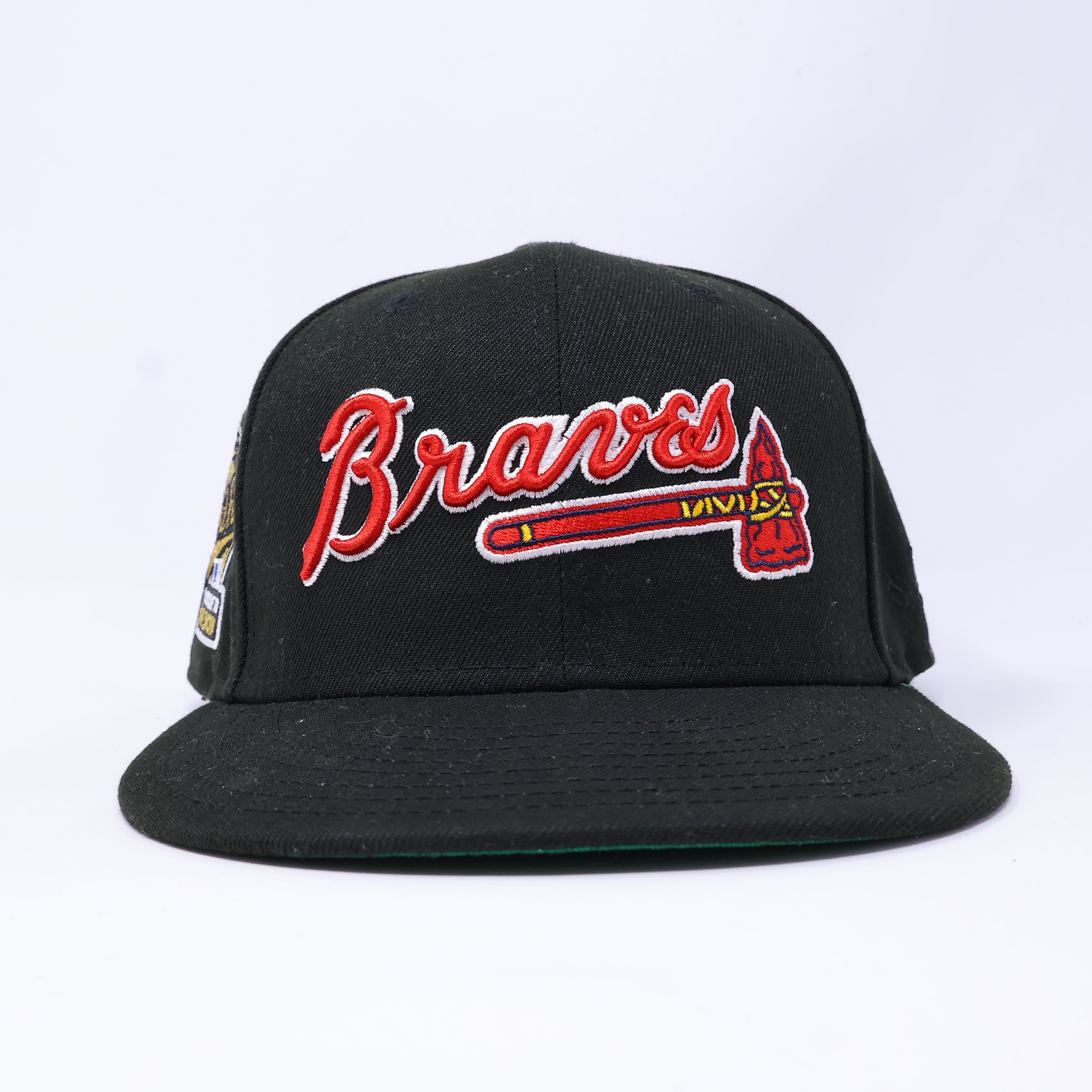 USED 3/8 Black Atlanta Braves 1995 World Series 59fifty New Era Fitted Hat Cap