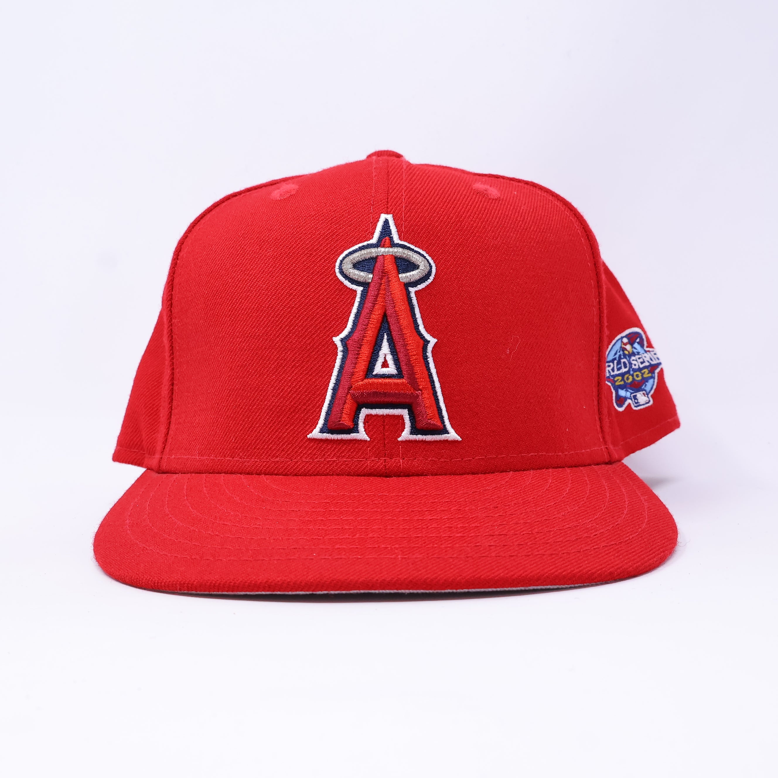 USED 3/8 Red Los Angeles Angels 2002 World Series 59fifty New Era Fitted Hat Cap