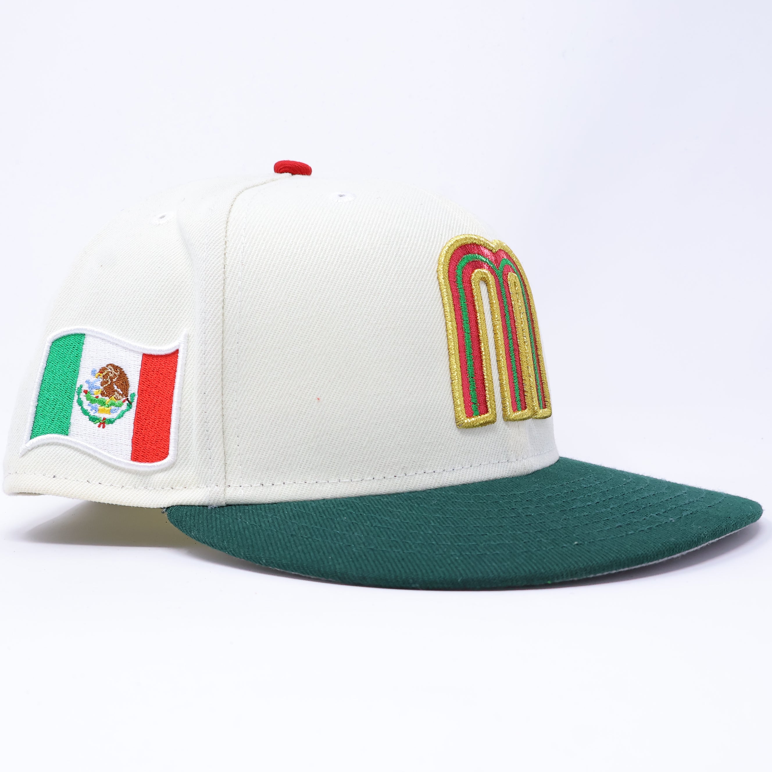 USED 1/2 Chrome Mexico WBC Mexican Flag 59fifty New Era Fitted Hat Cap