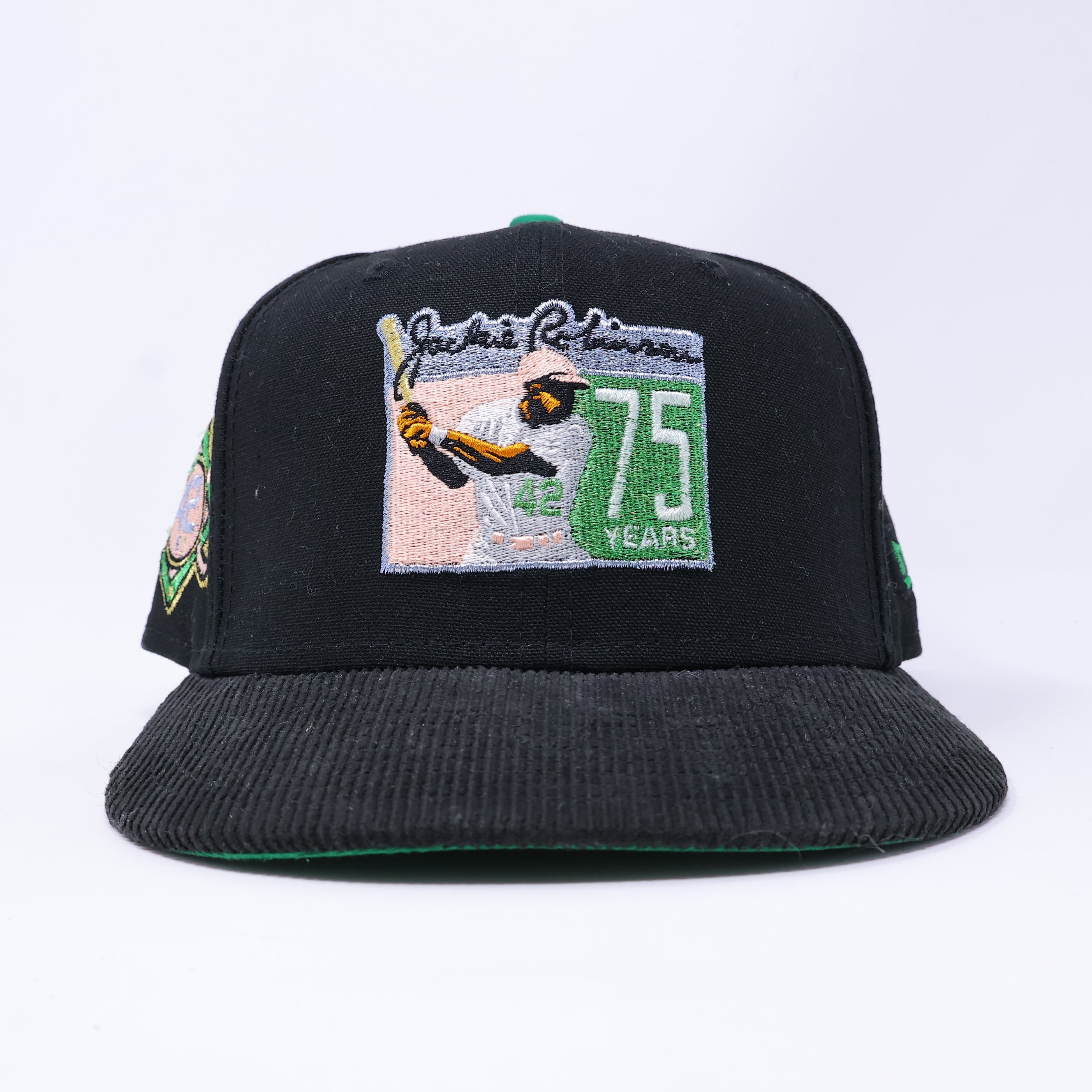 USED 1/2 Black Brooklyn Dodgers Jackie Robinson 59fifty New Era Fitted Hat Cap