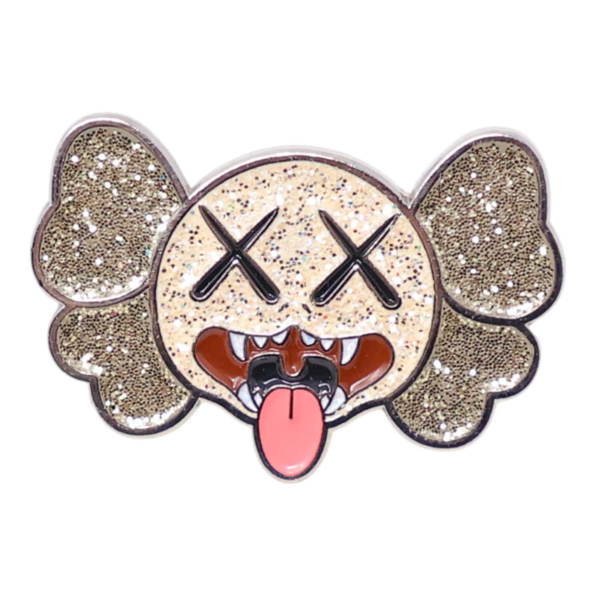 Kaws Rose Gold Glitter Graphic Pin