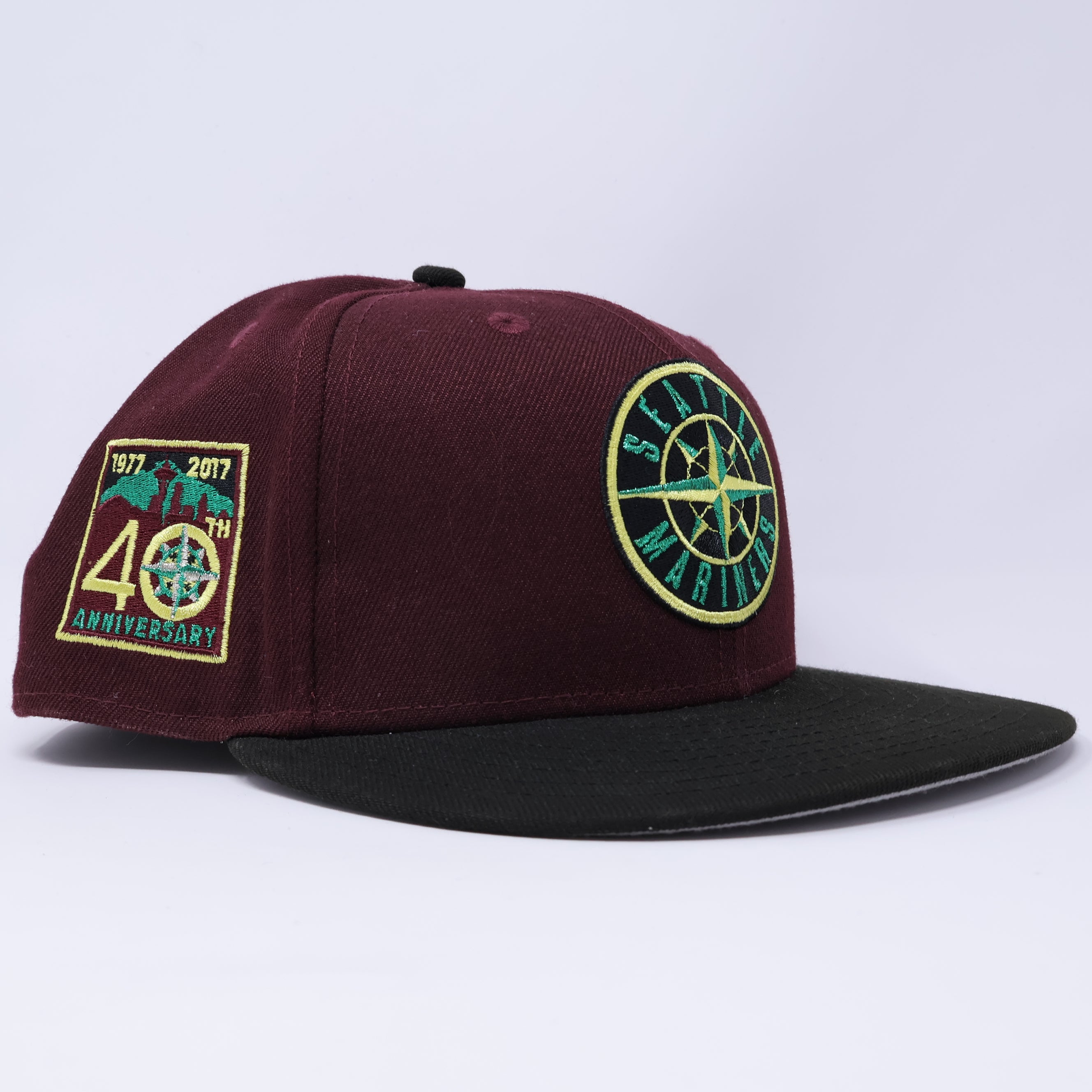 USED 3/4 Maroon Seattle Mariners 40th Anniversary 59fifty New Era Fitted Hat Cap