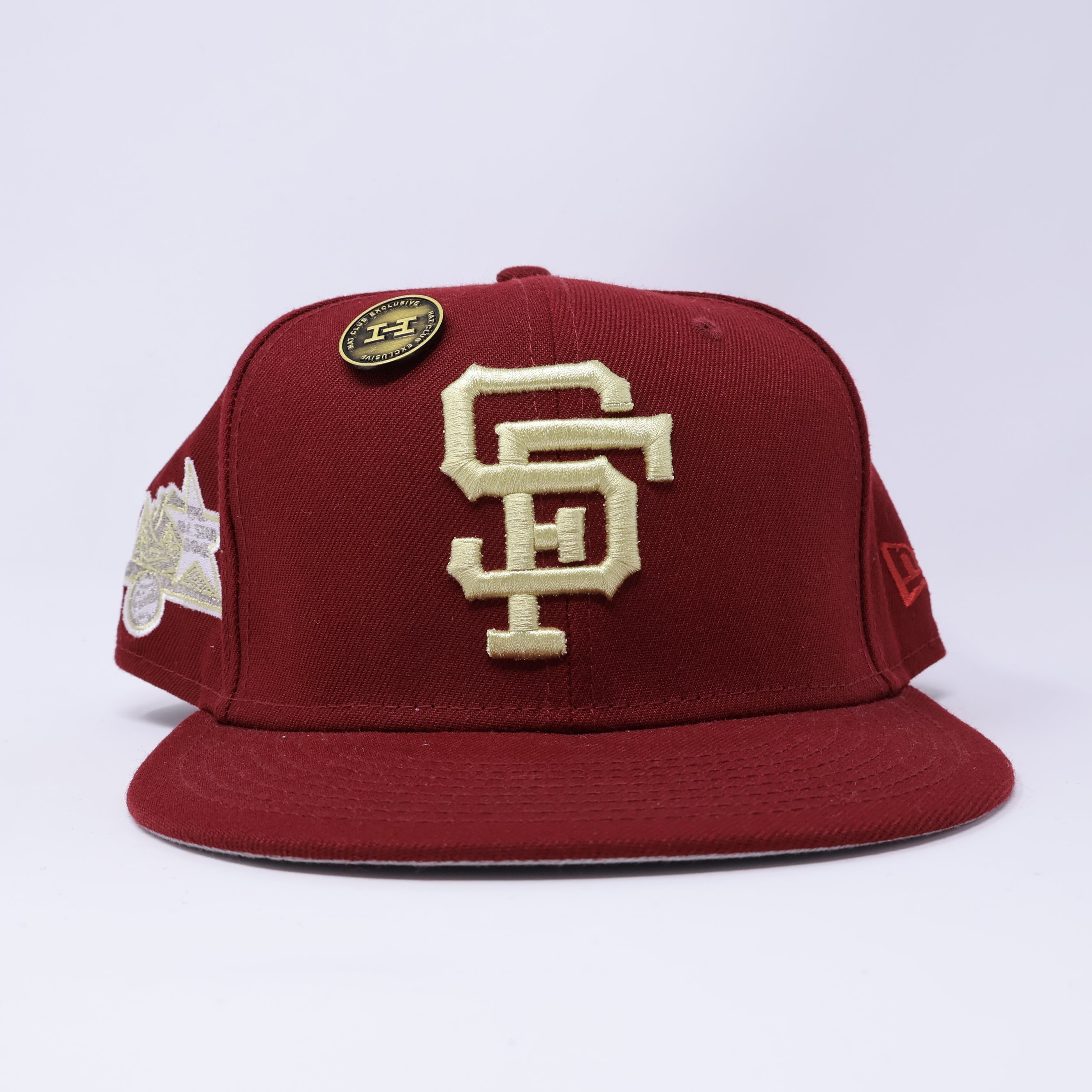 USED 3/4 Maroon San Francisco Giants All Star Game 59fifty New Era Fitted Hat Cap