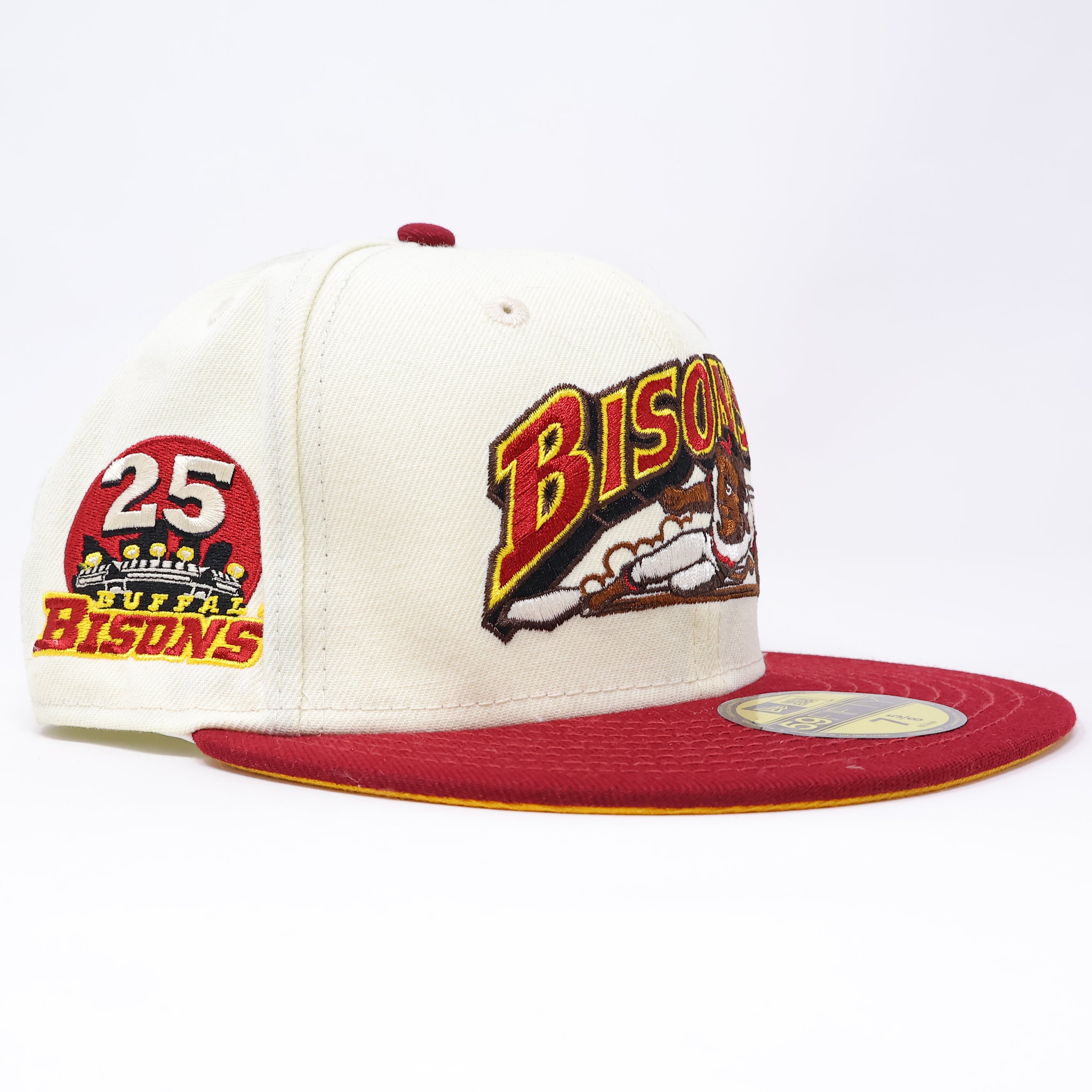 NWT 5/8 Chrome Buffalo Bisons 25th Anniversary 59fifty New Era Fitted Hat Cap