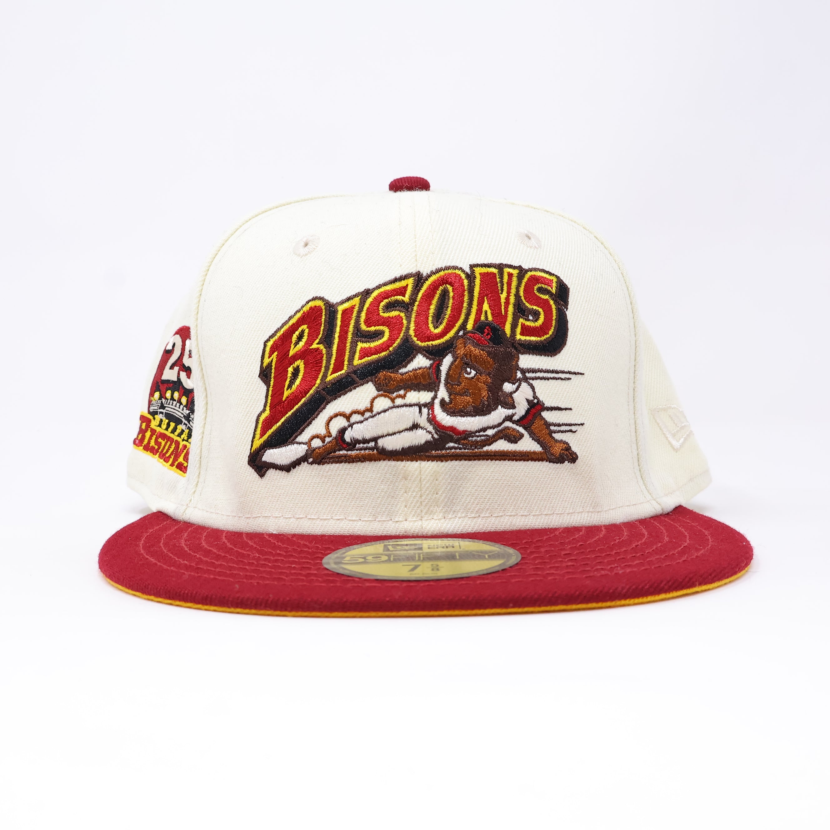 NWT 5/8 Chrome Buffalo Bisons 25th Anniversary 59fifty New Era Fitted Hat Cap